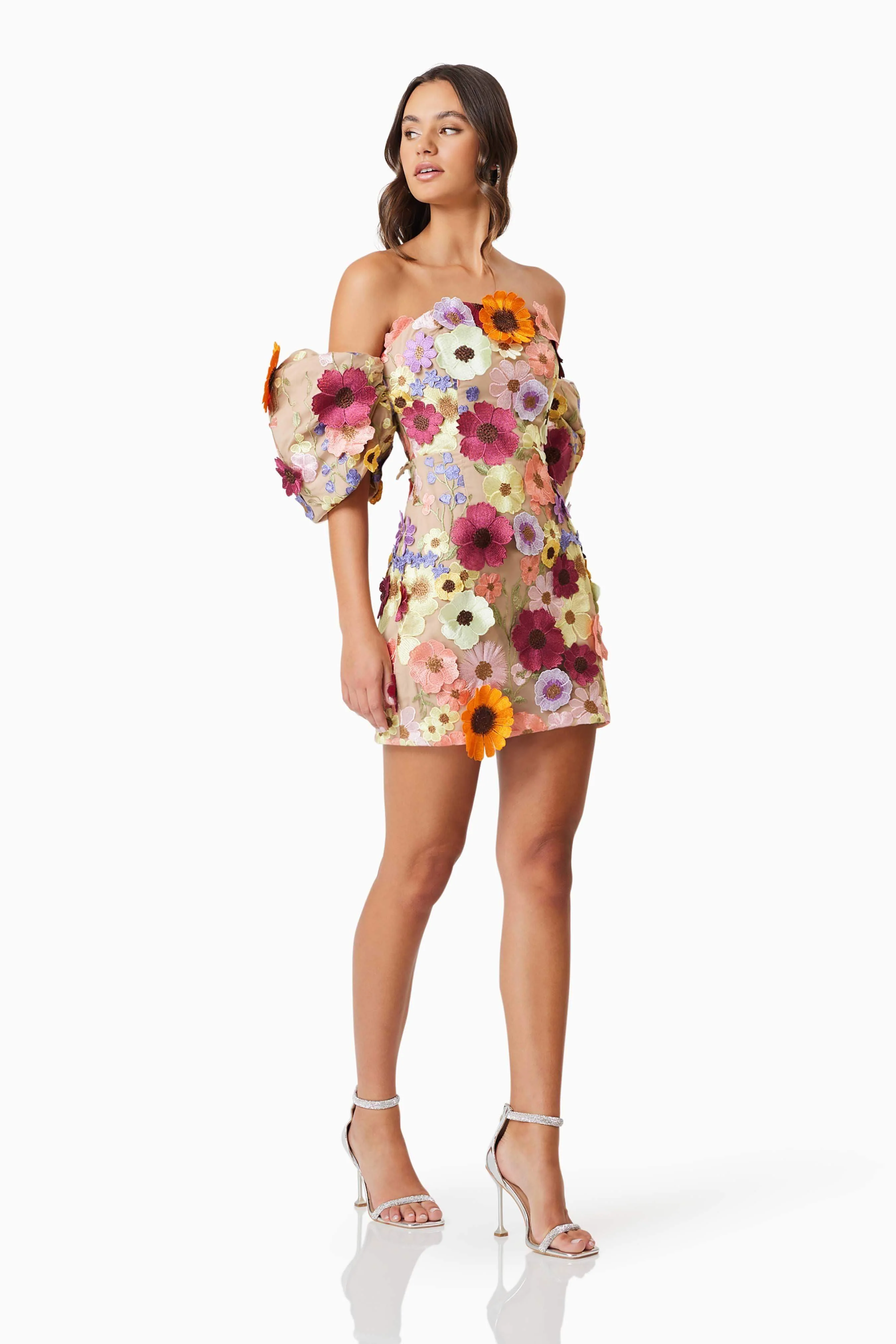 Perry Floral Embellished Mini Dress in Pink - Image 5