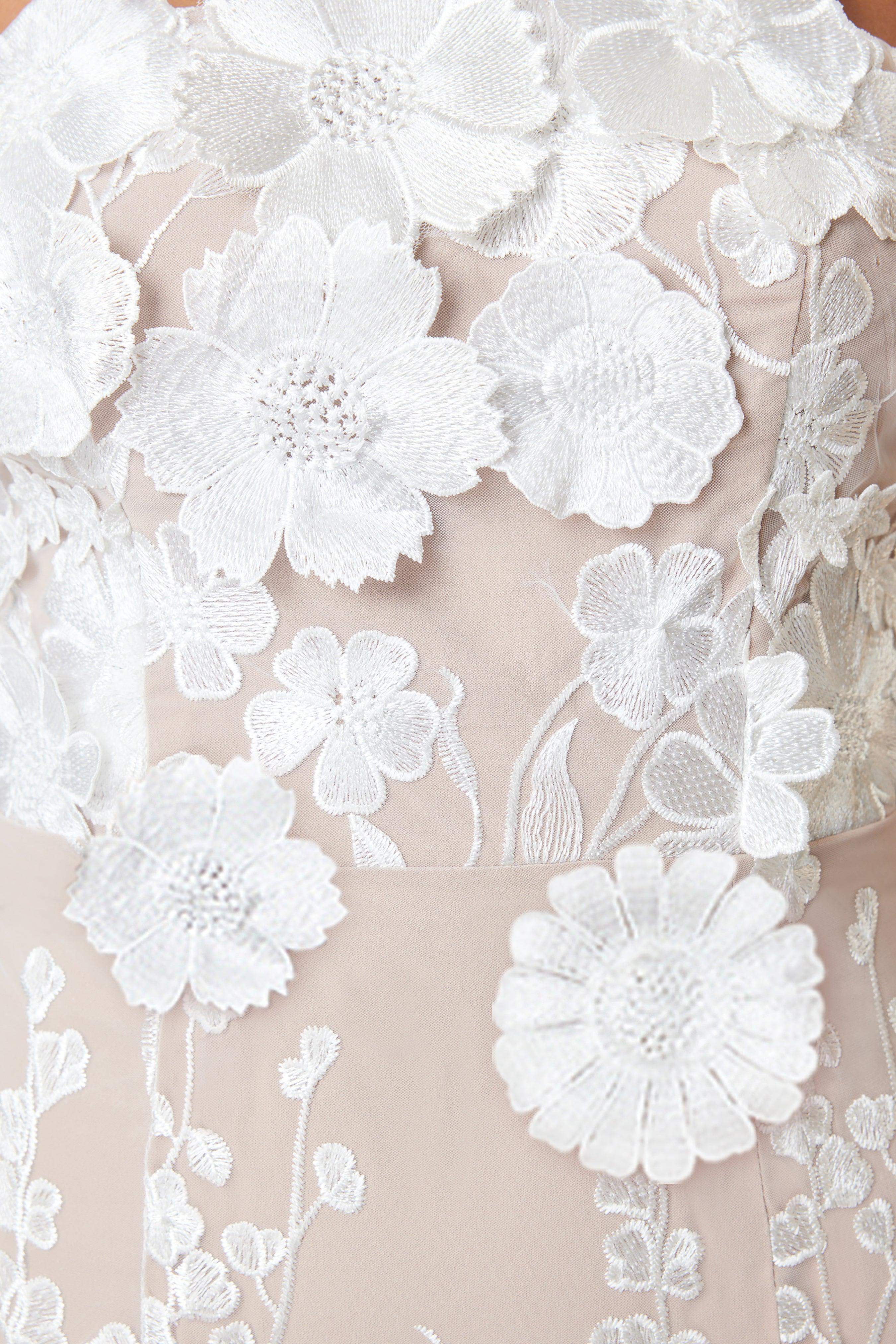 Perry Floral Embellished Mini Dress in White - Image 7