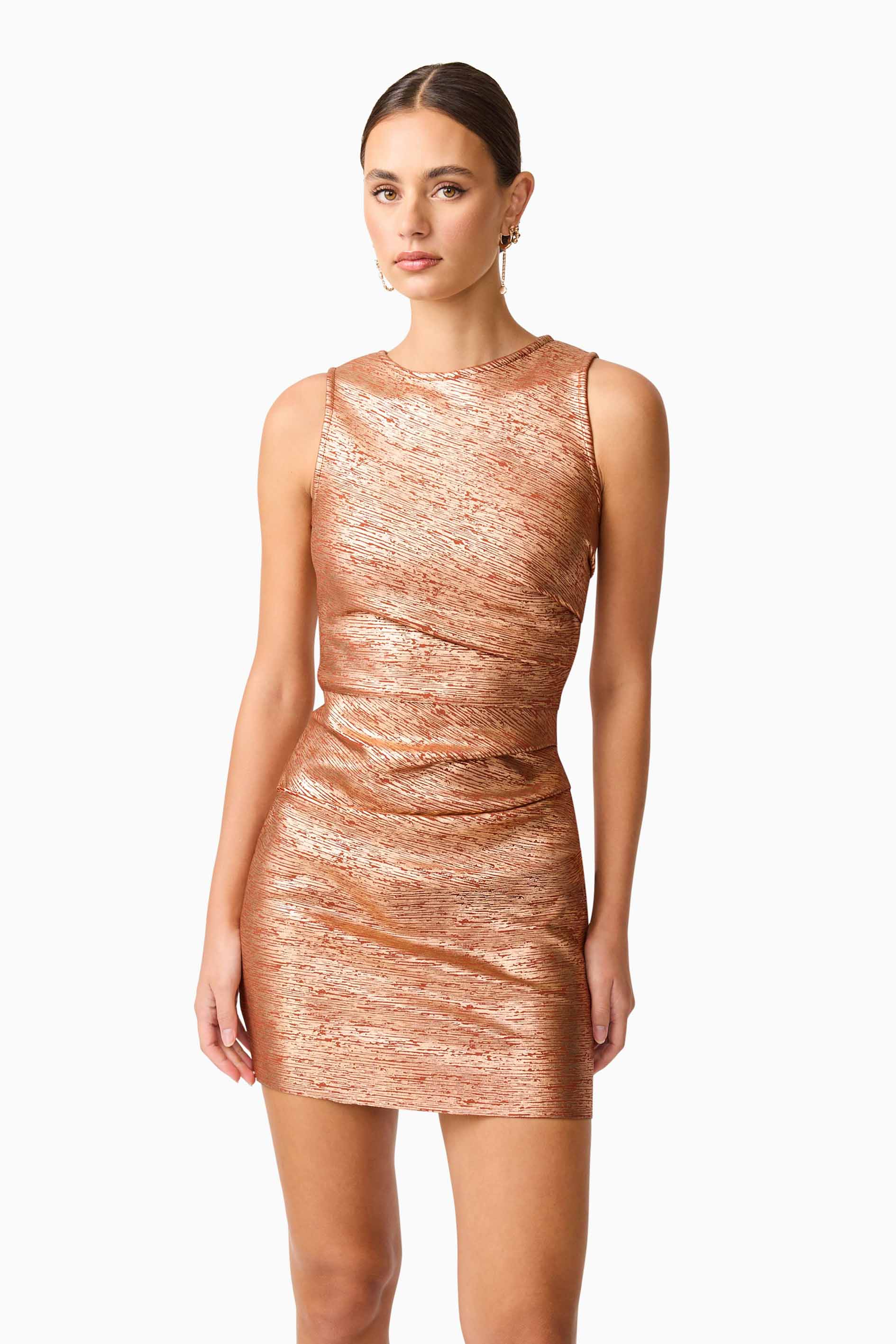 Rhian Fitted Mini Dress in Orange - Image 6