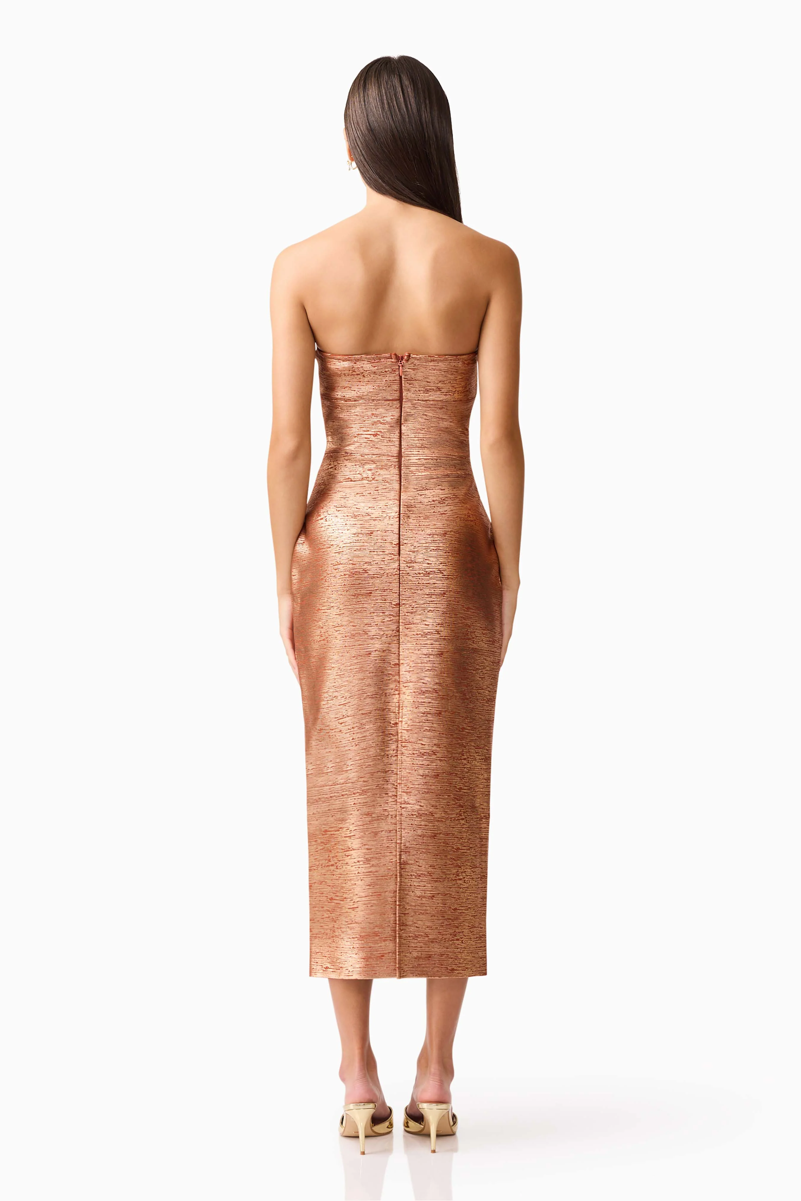 Rhian Strapless Midi in Orange - Image 4
