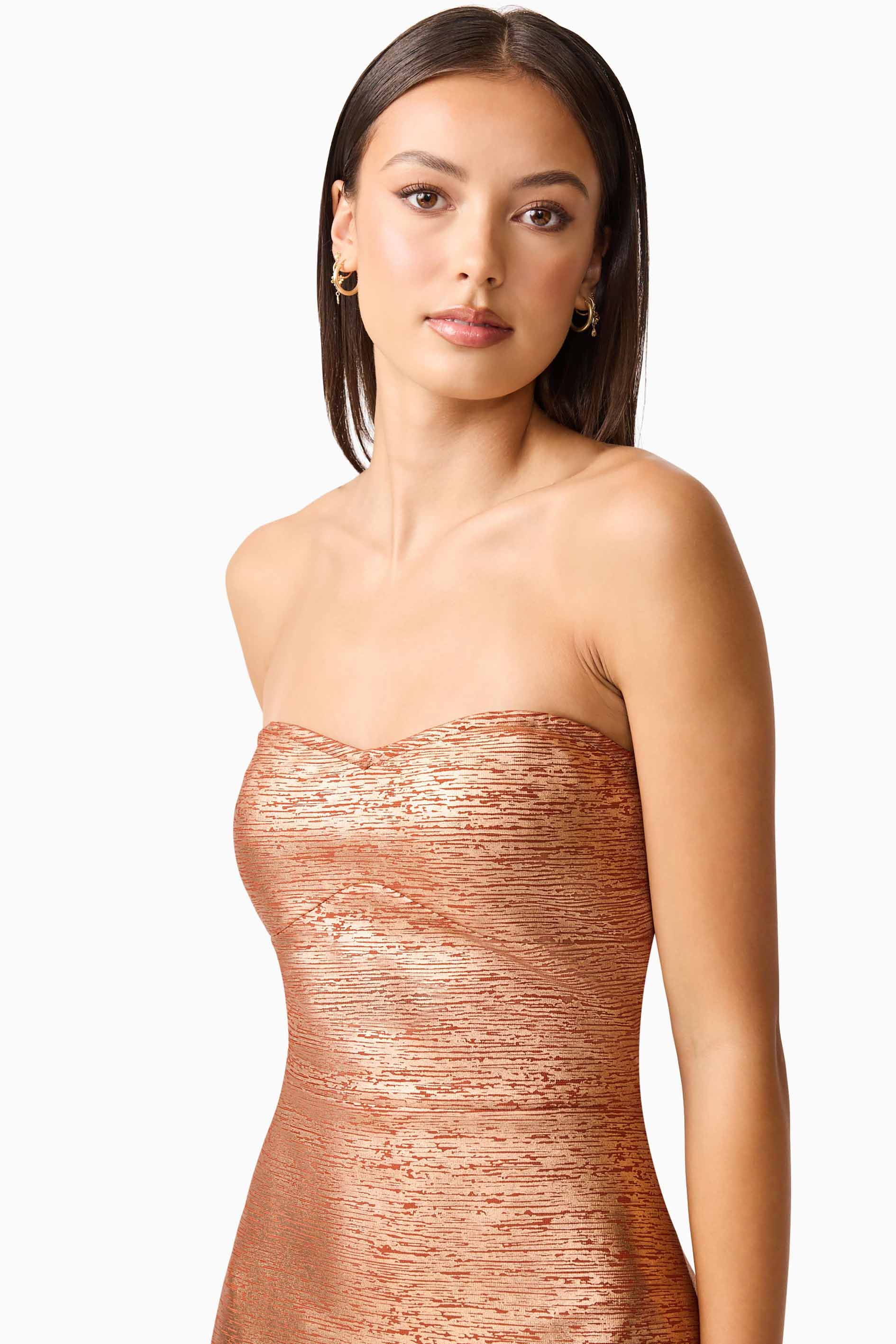 Rhian Strapless Midi in Orange - Image 6