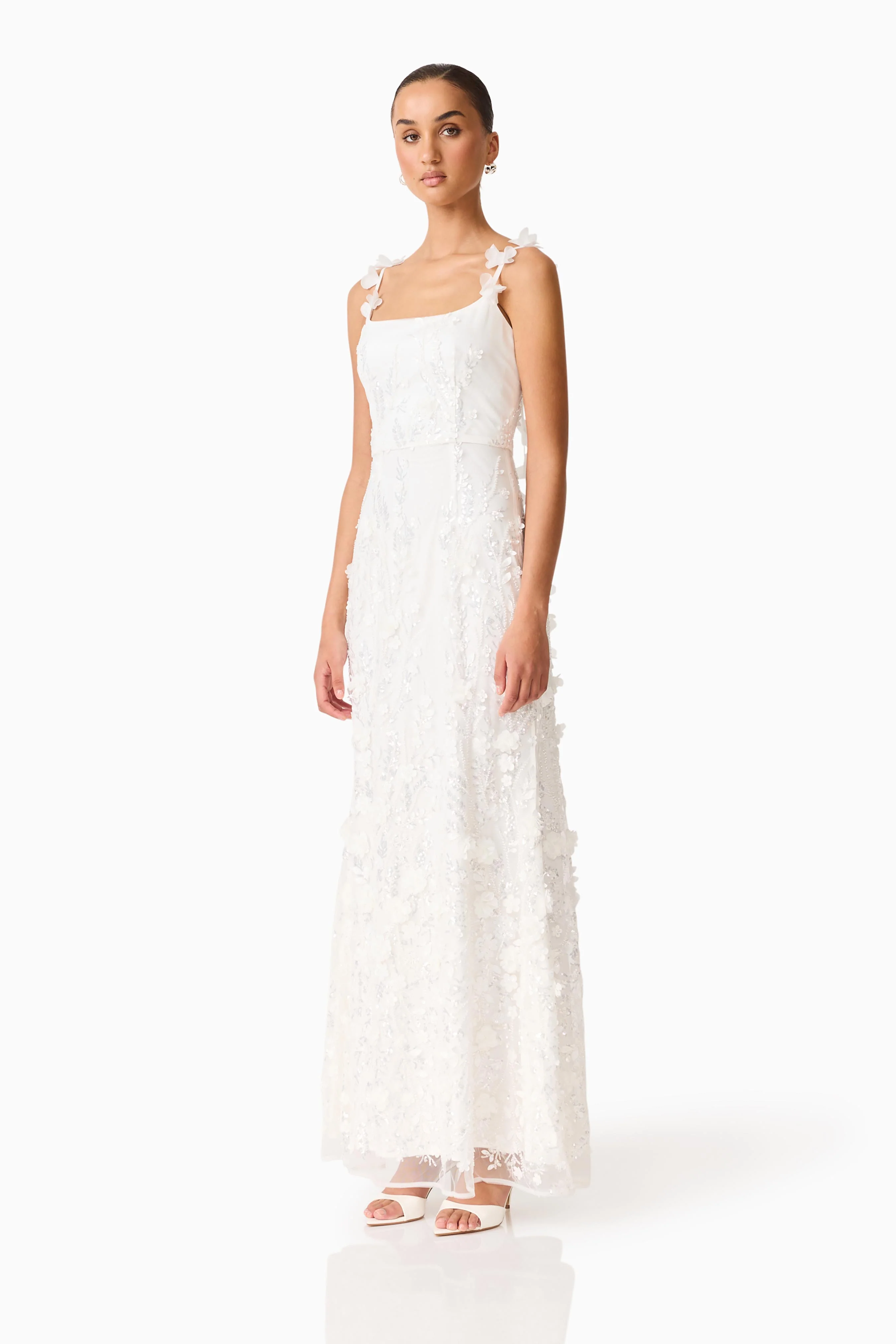 Rina Beaded Gown in White - Image 2