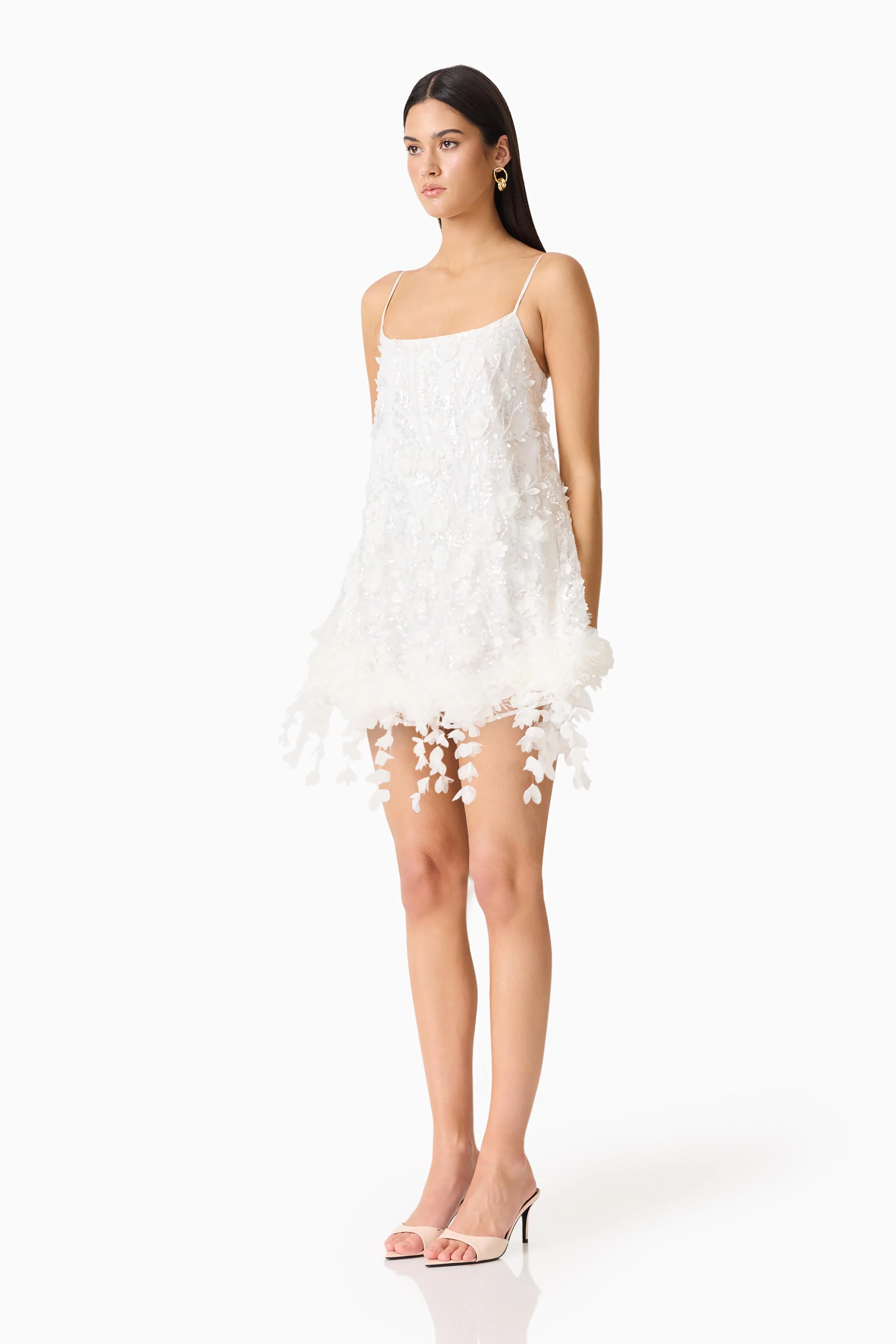 Rina Shift Mini Dress in White - Image 3