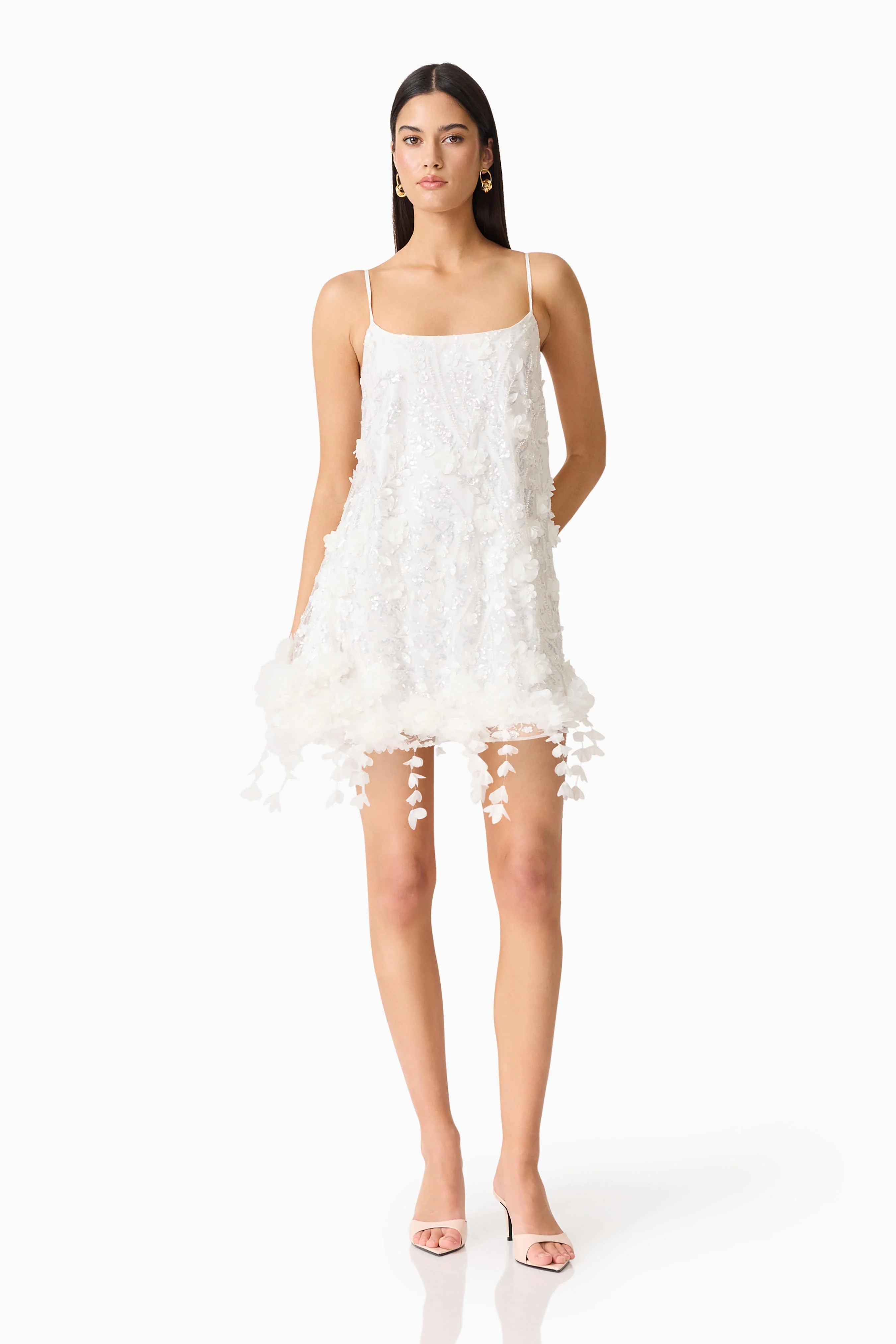 Rina Shift Mini Dress in White - Image 4