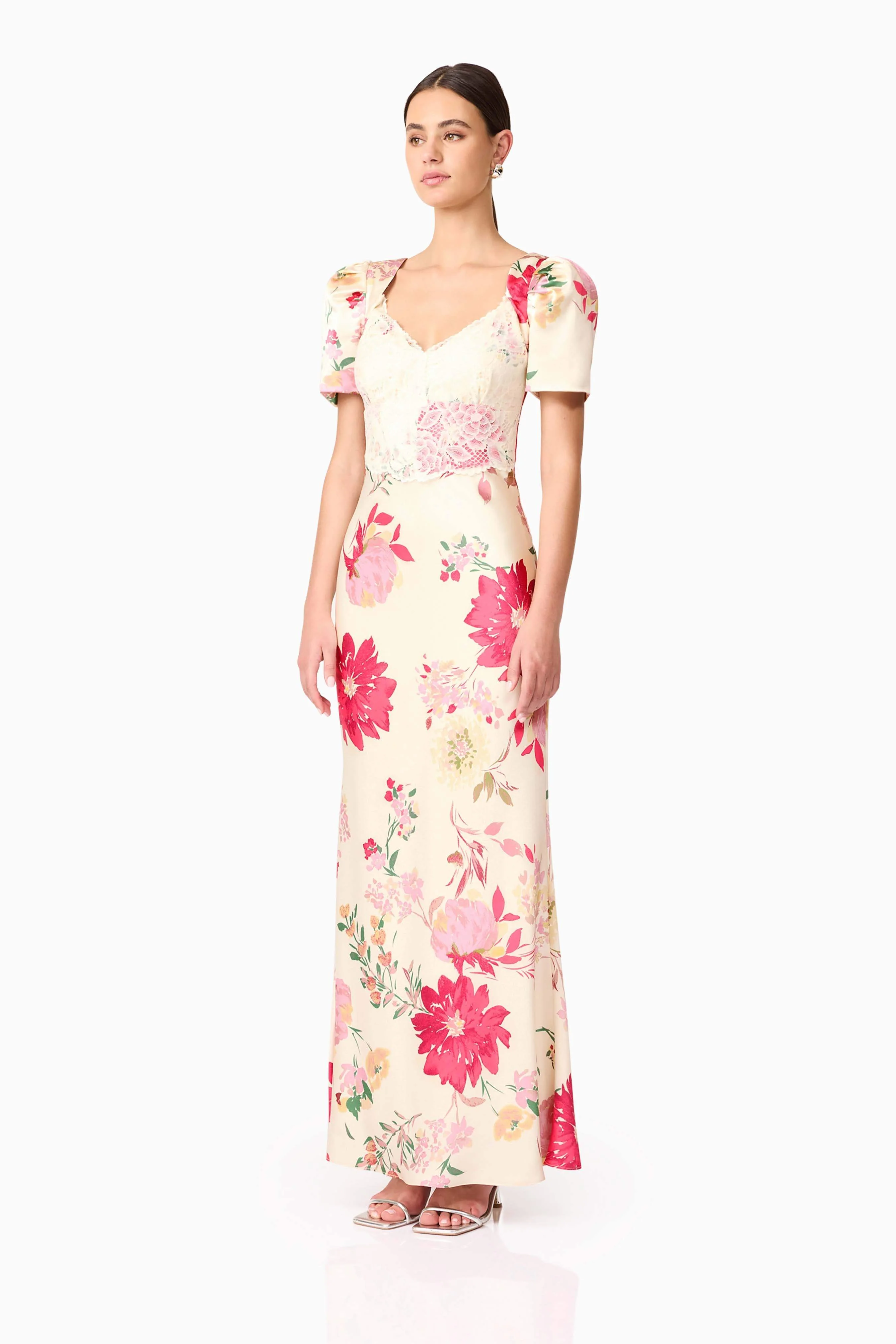 Rosalina Puff Sleeve Maxi Dress in Floral - Image 3