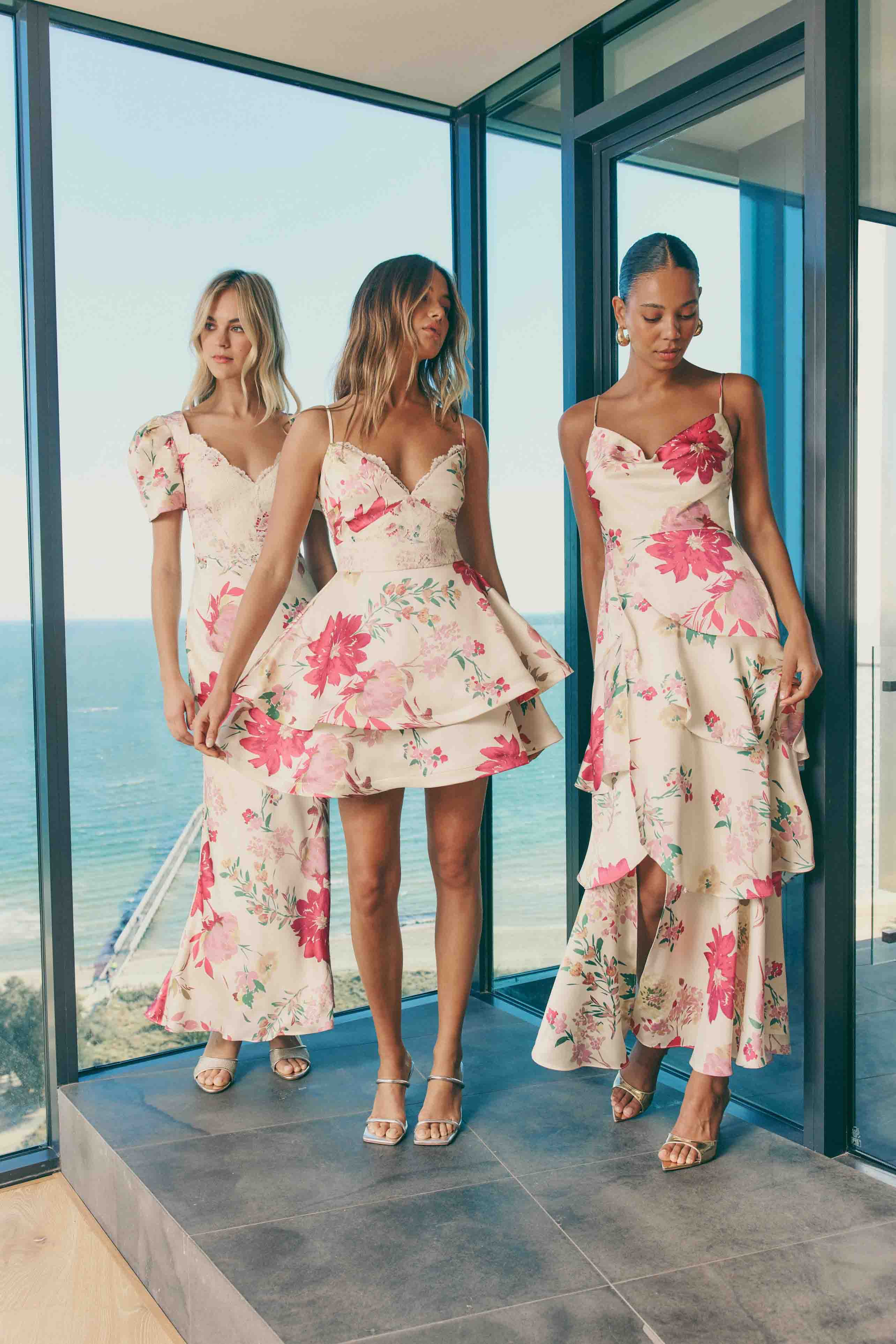 Rosalina Tiered Mini Dress in Floral - Image 4