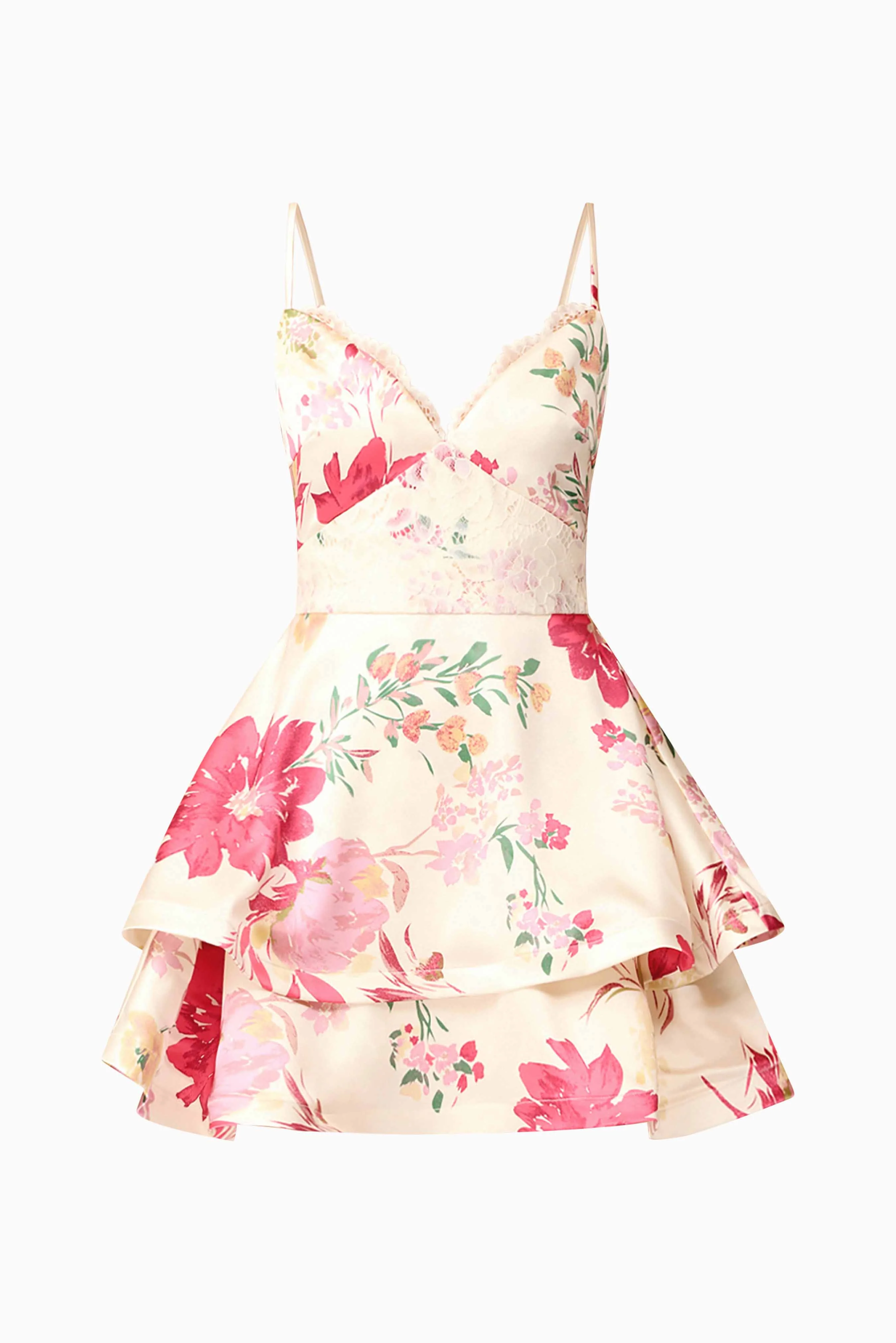 Rosalina Tiered Mini Dress in Floral - Image 8