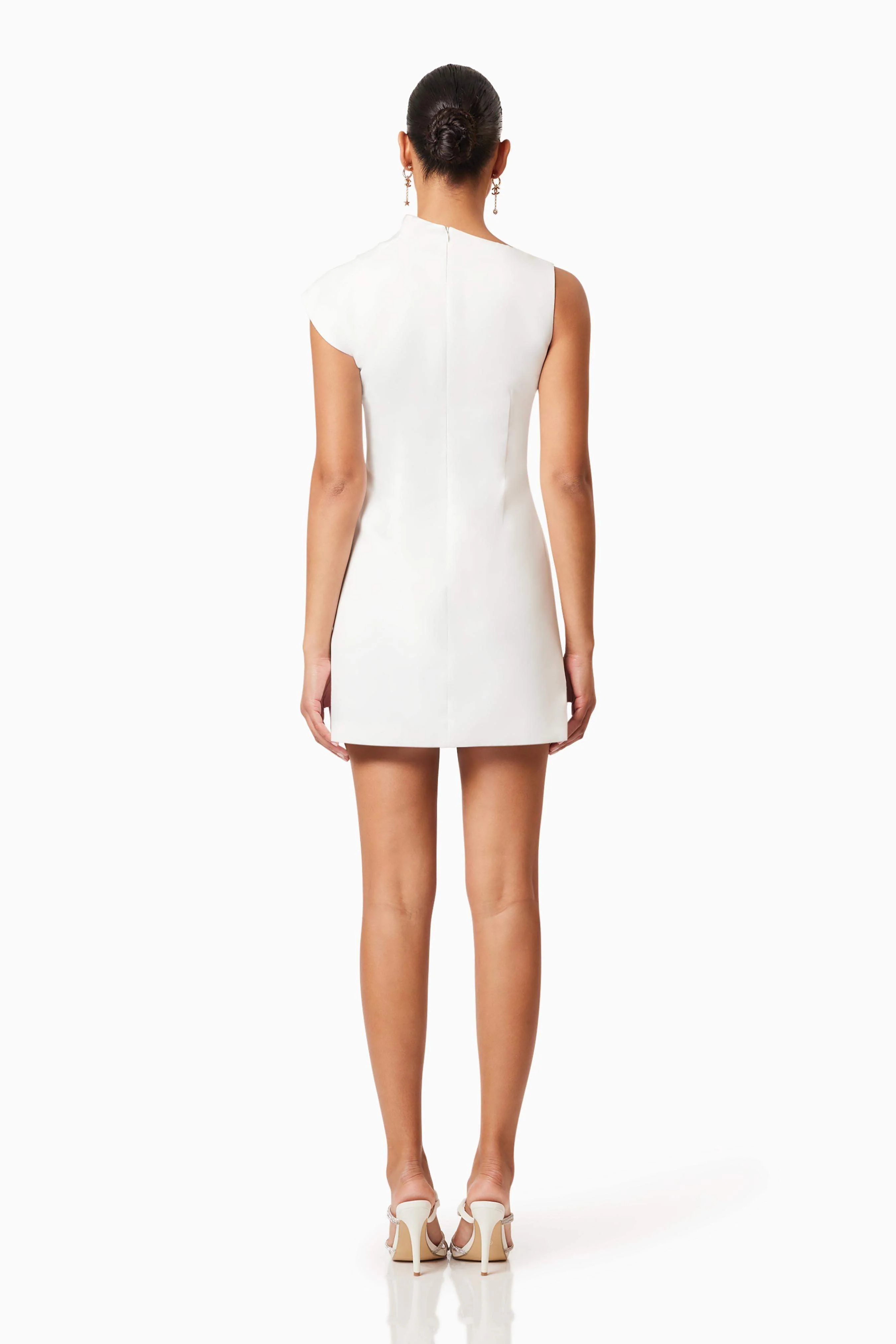 Rose Asymmetrical Mini Dress In White - Image 5