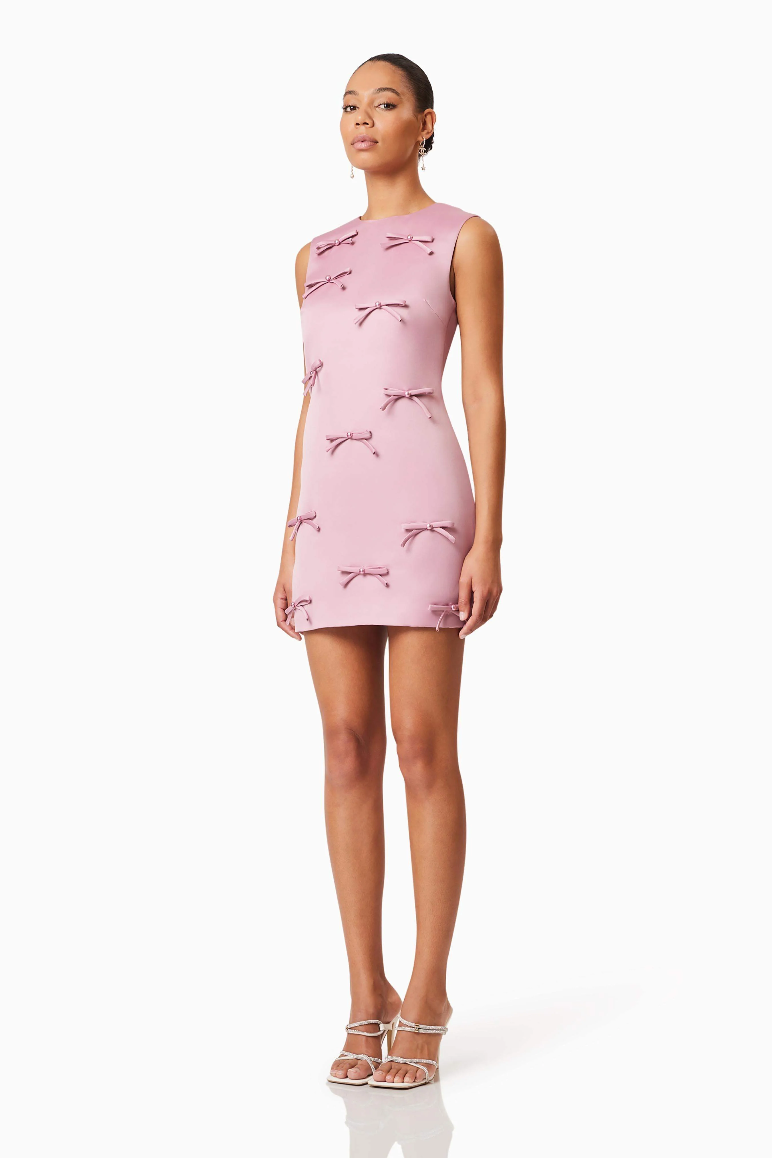 Rose Bow Shift Dress in Pink - Image 3