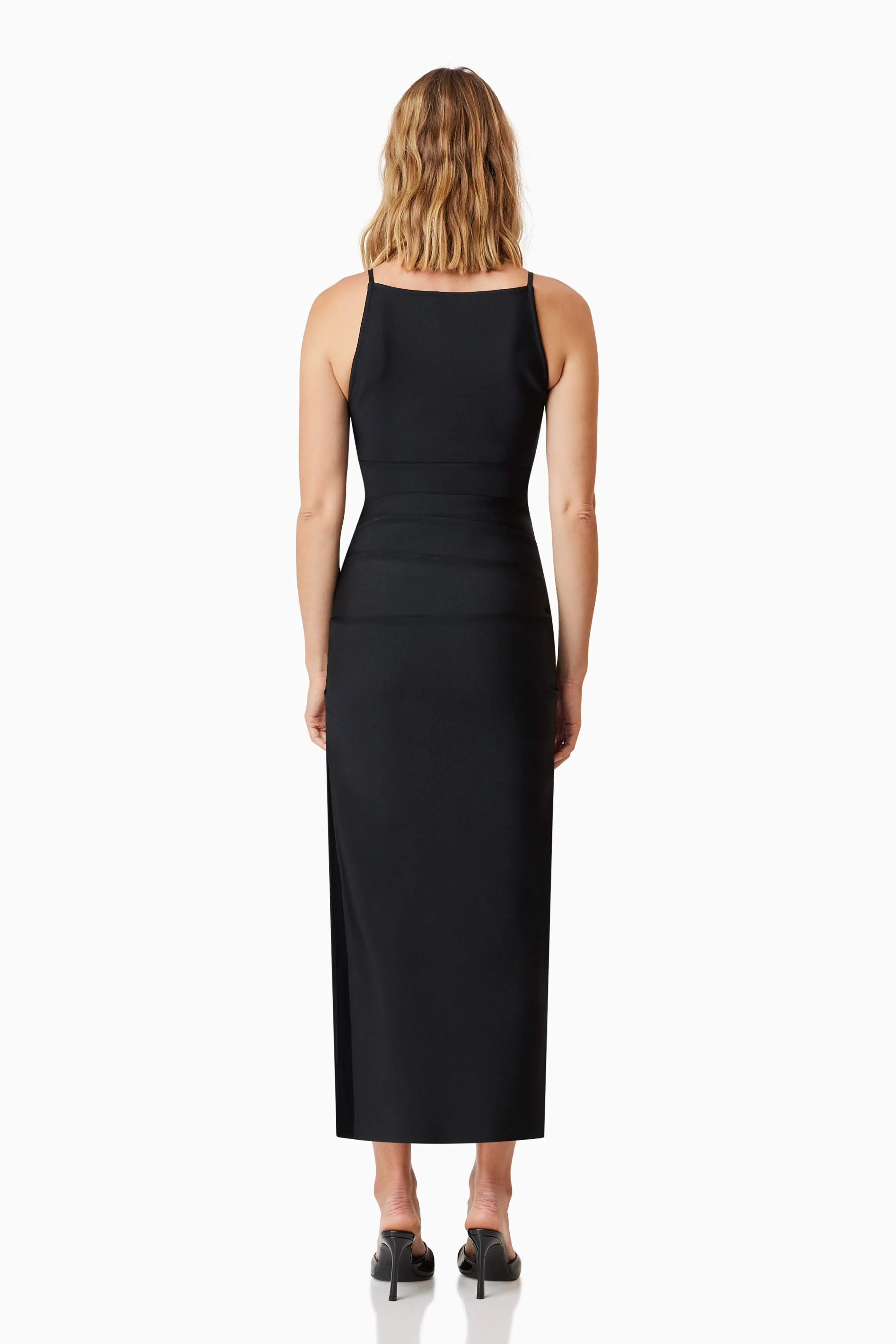 Rose Cocktail Midi Dress In Black - Image 11
