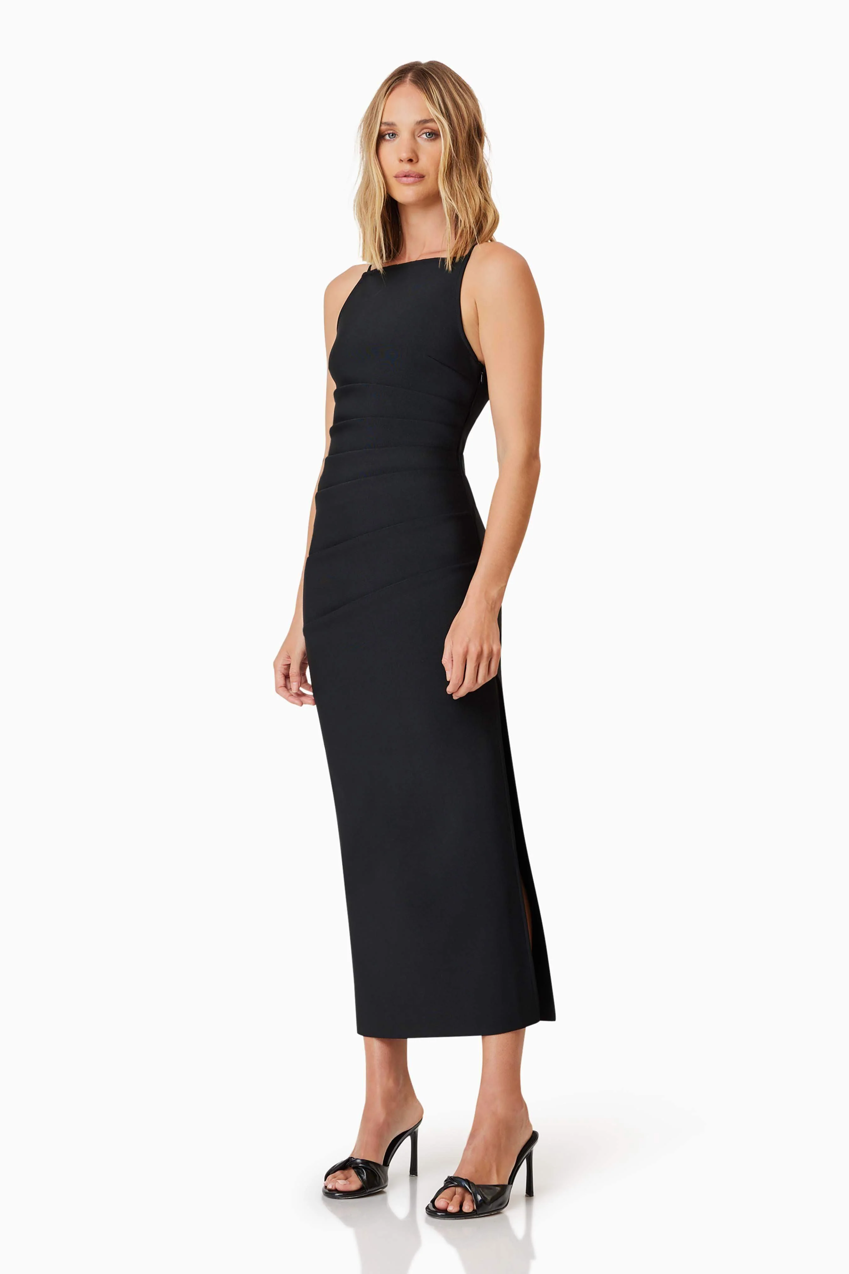 Rose Cocktail Midi Dress In Black - Image 3