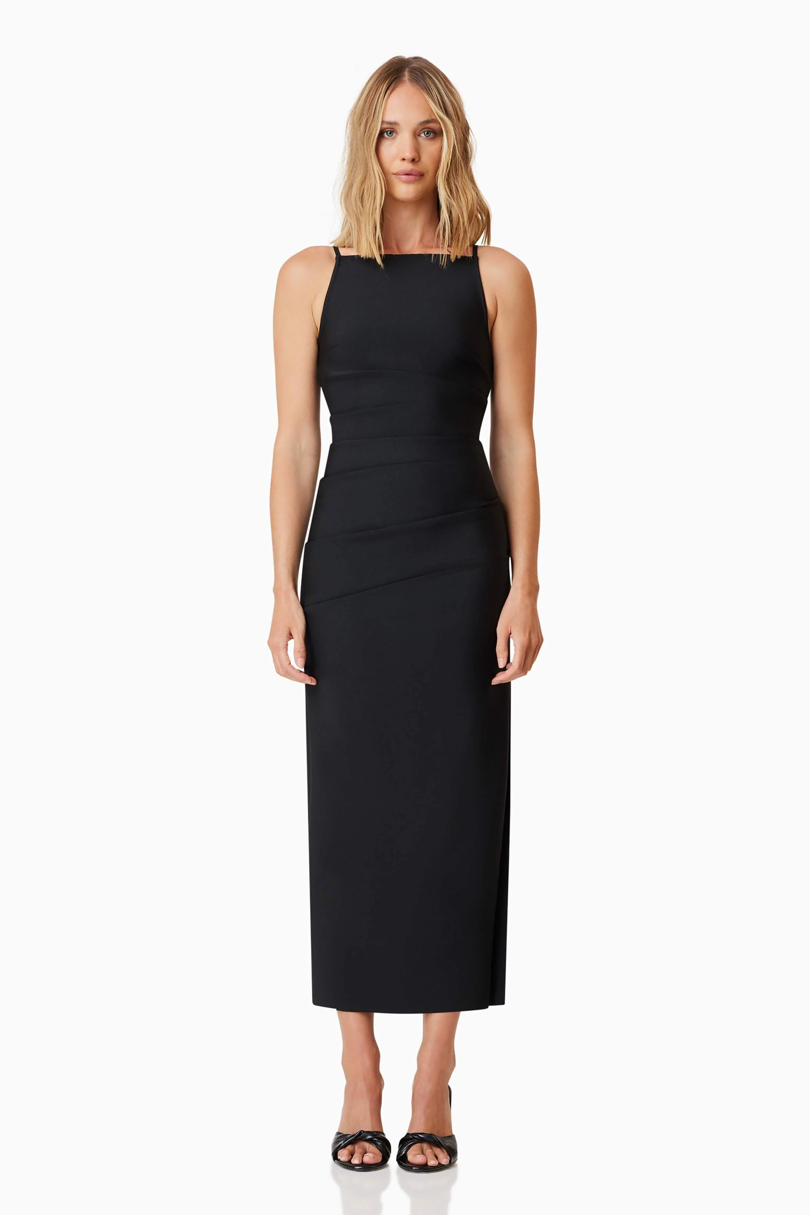 Rose Cocktail Midi Dress In Black - Image 7