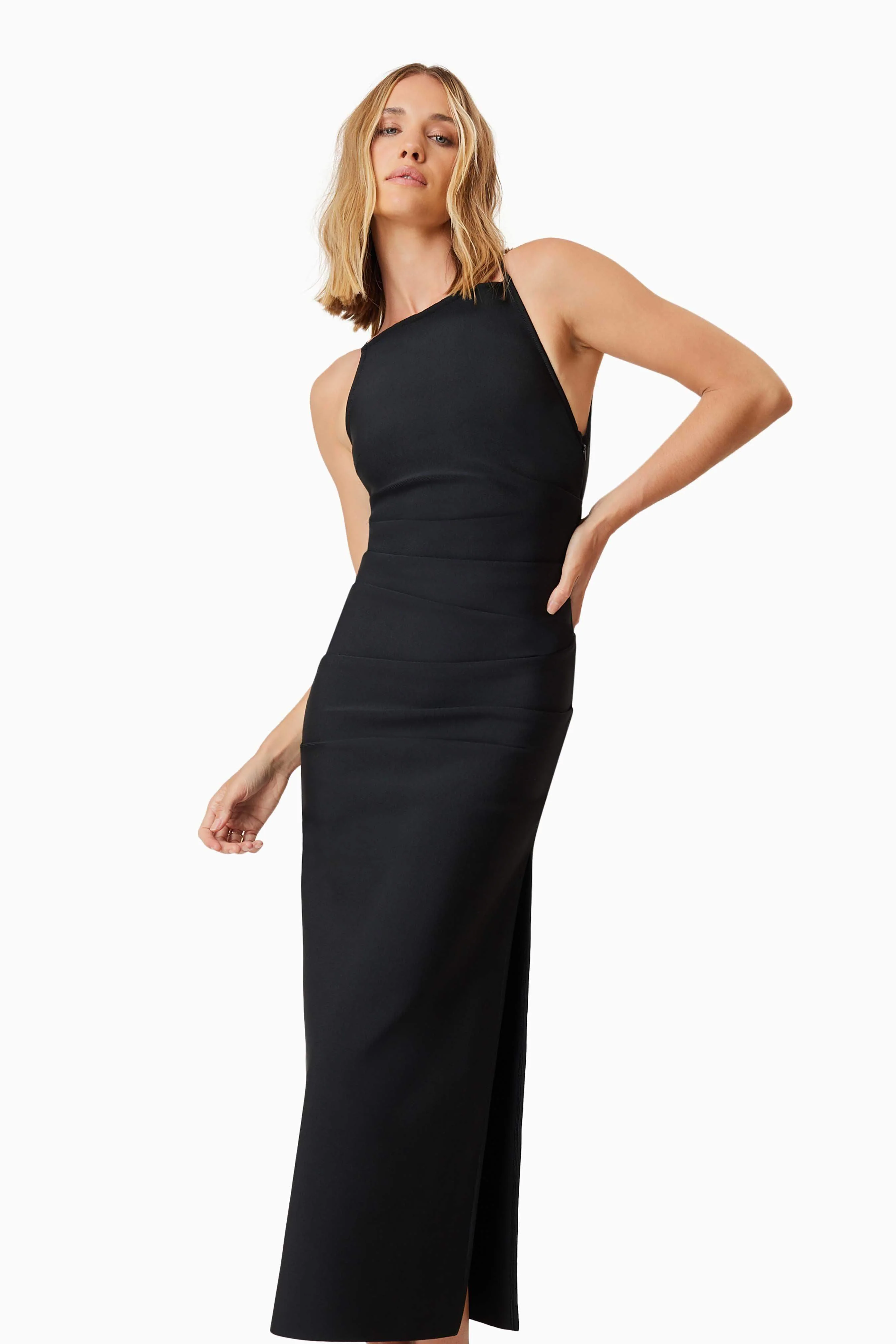Rose Cocktail Midi Dress In Black - Image 8