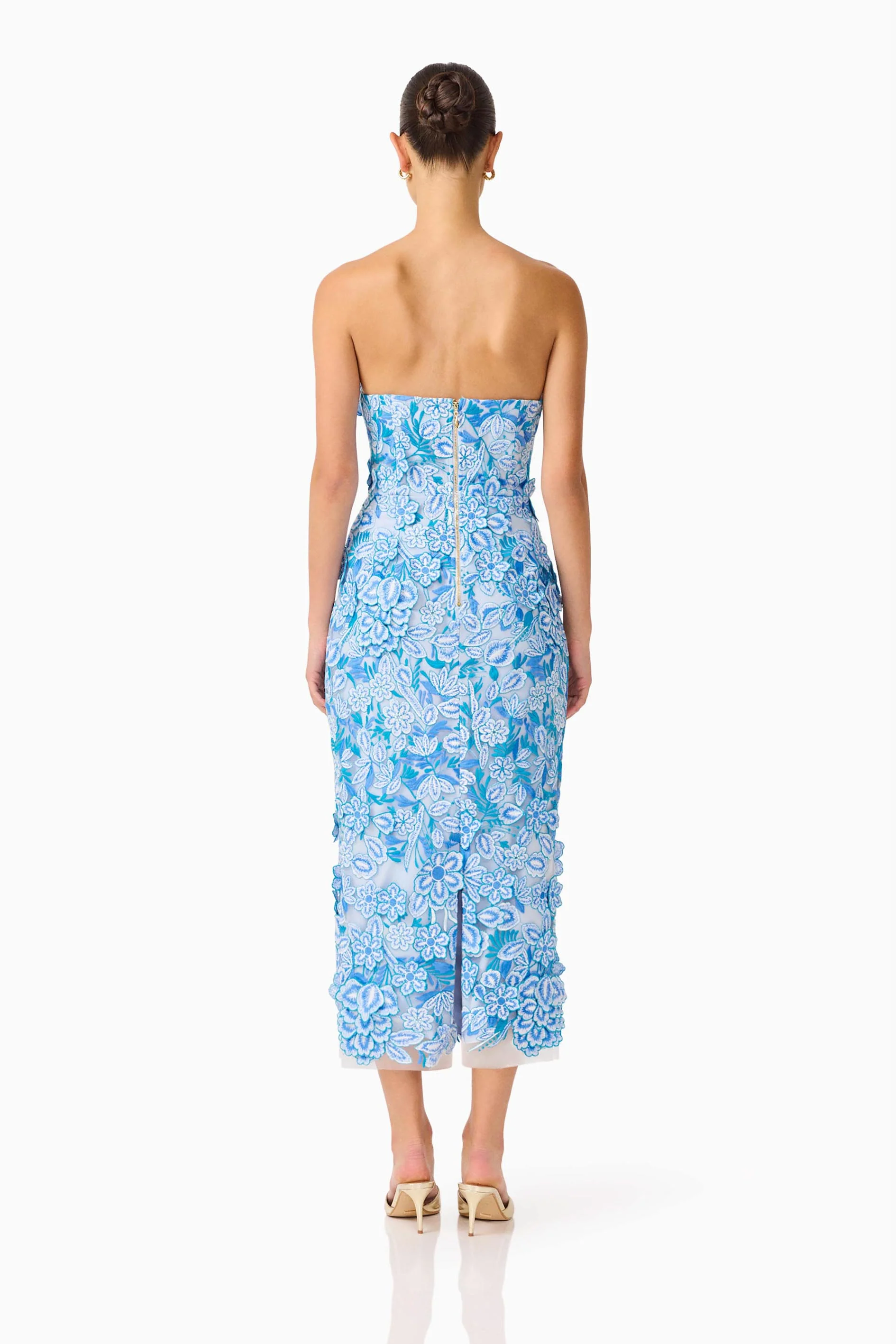 Roseate Strapless Midi Dress in Blue - Image 5
