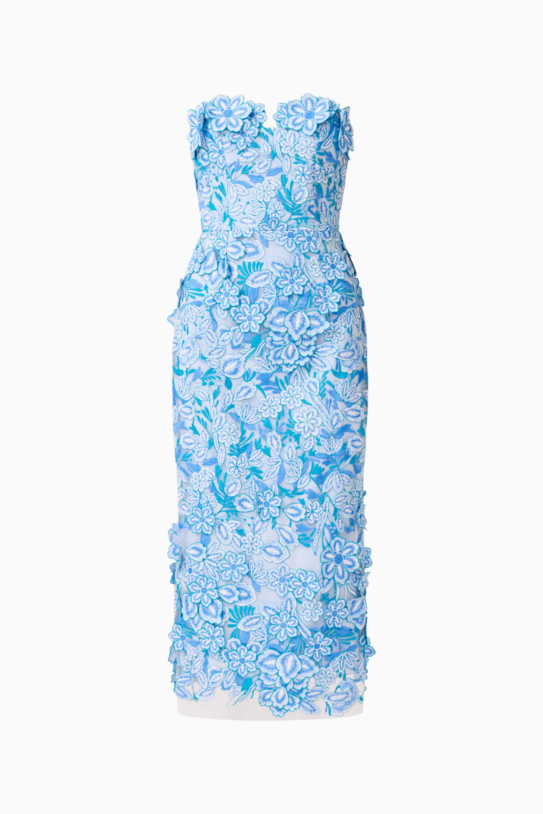 Roseate Strapless Midi Dress in Blue - Image 9
