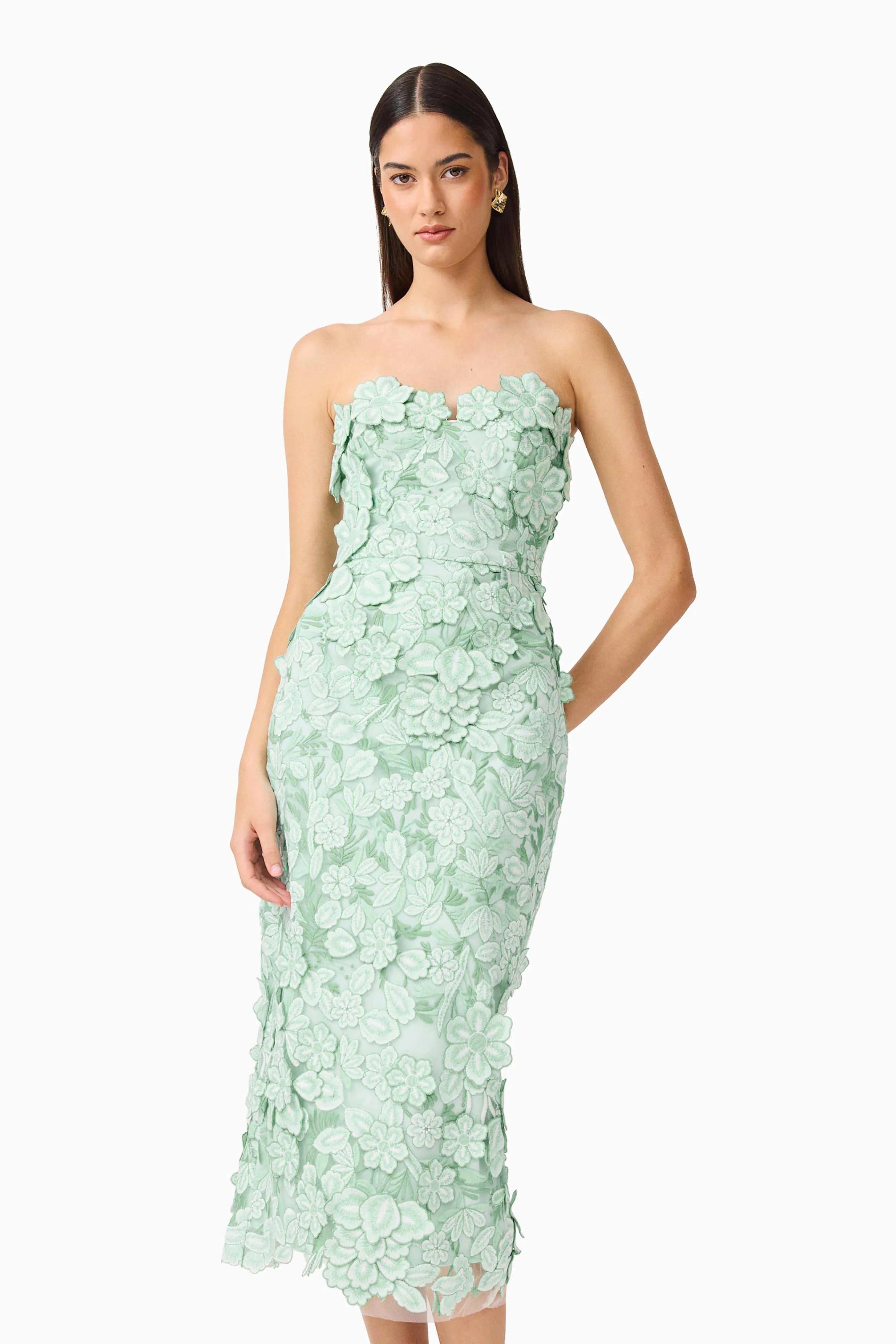 Roseate Strapless Midi Dress in Mint Green - Image 2