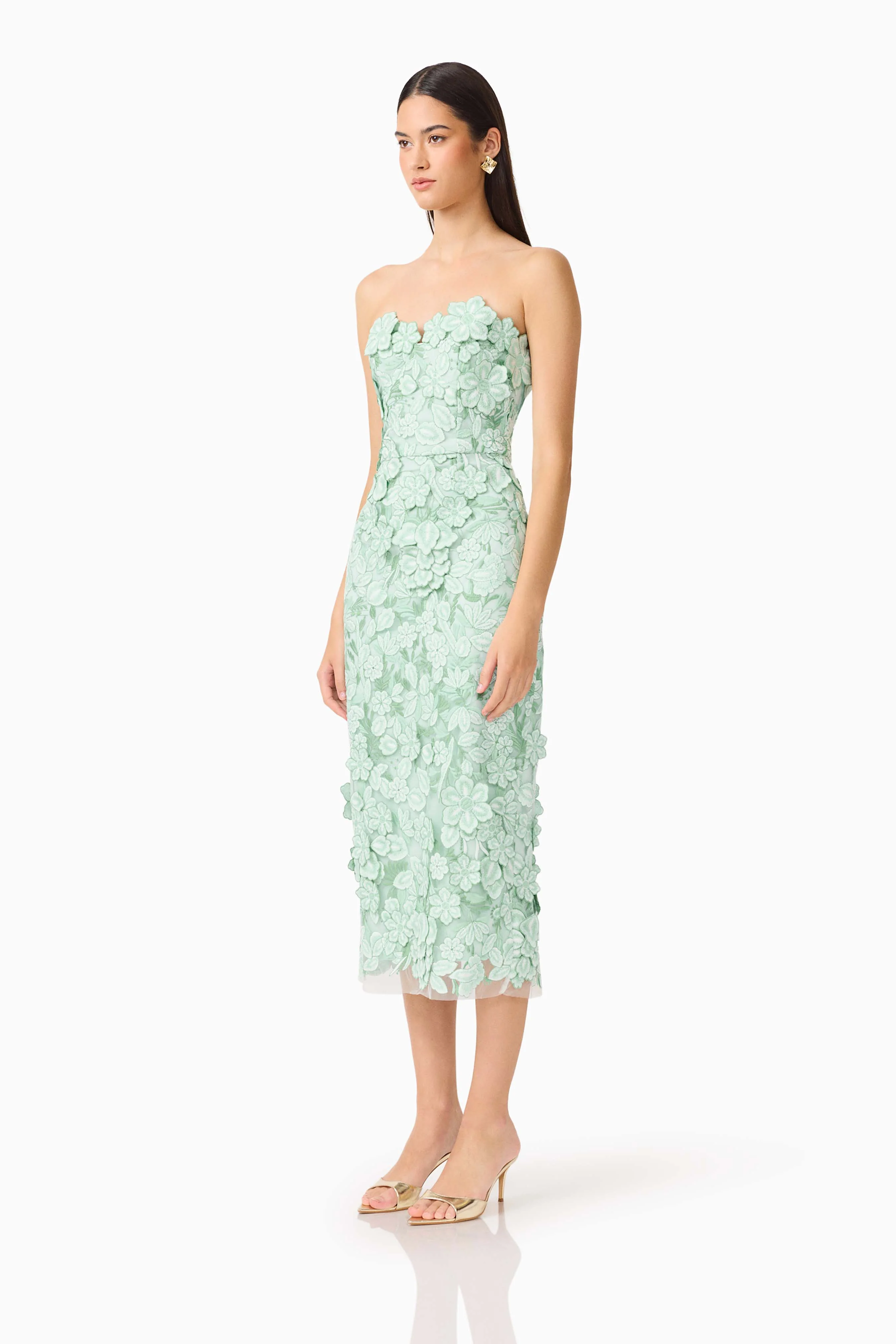 Roseate Strapless Midi Dress in Mint Green - Image 3
