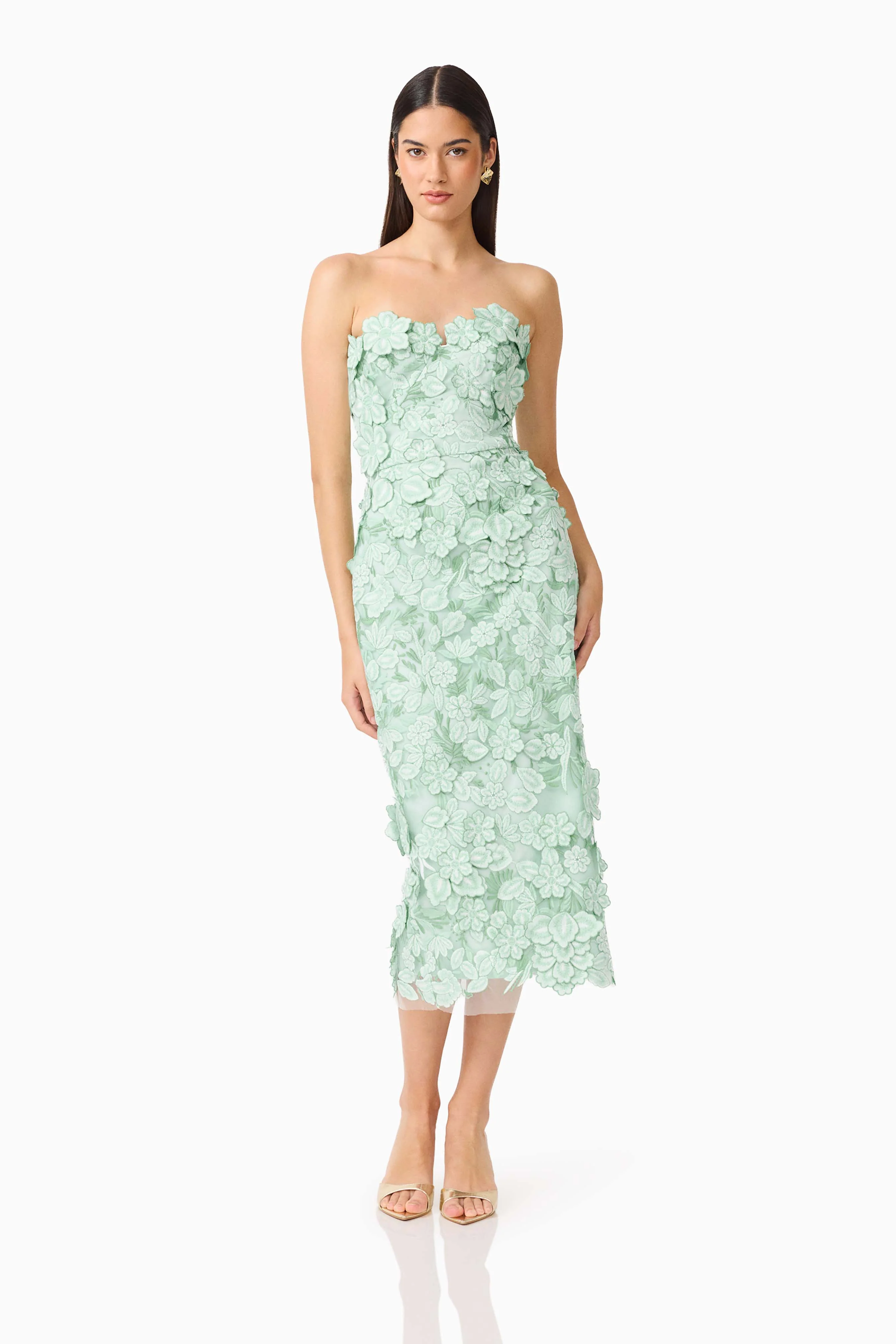Roseate Strapless Midi Dress in Mint Green - Image 4