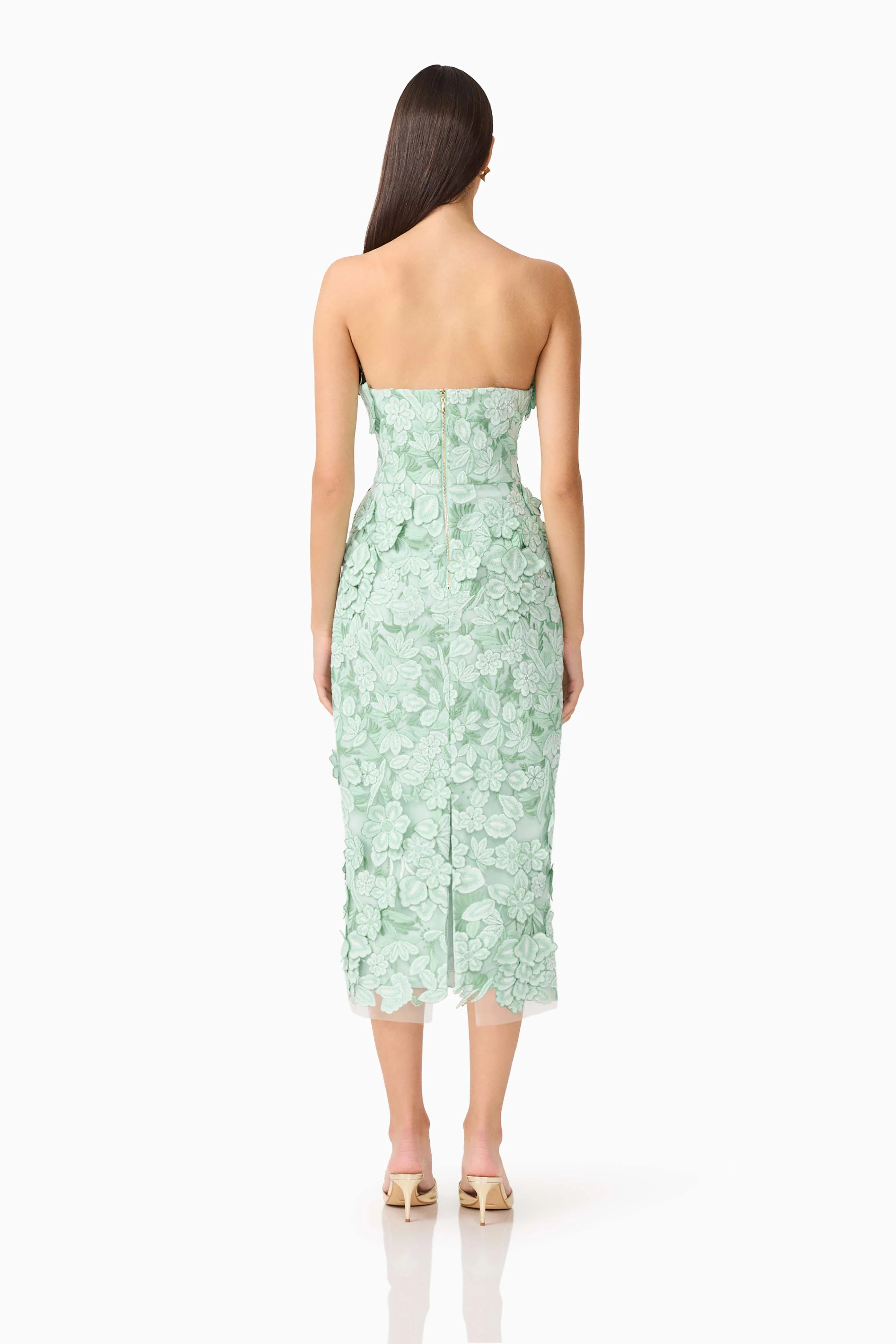Roseate Strapless Midi Dress in Mint Green - Image 5