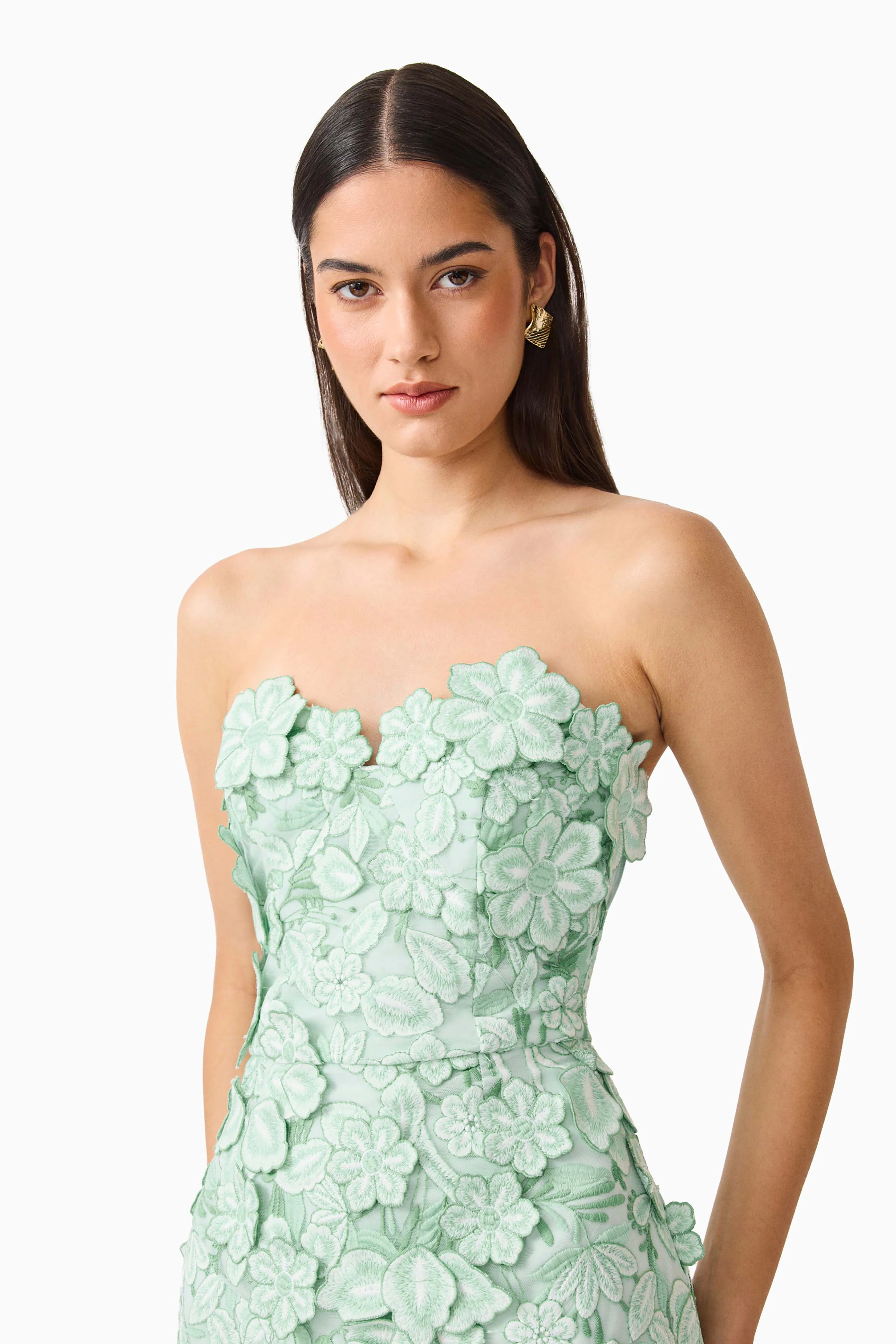 Roseate Strapless Midi Dress in Mint Green - Image 6