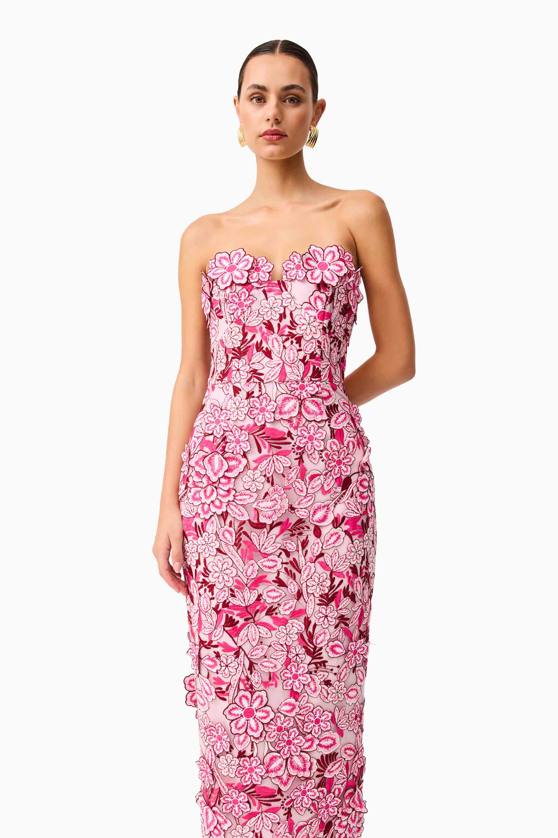 Roseate Strapless Midi Dress in Pink - Image 6