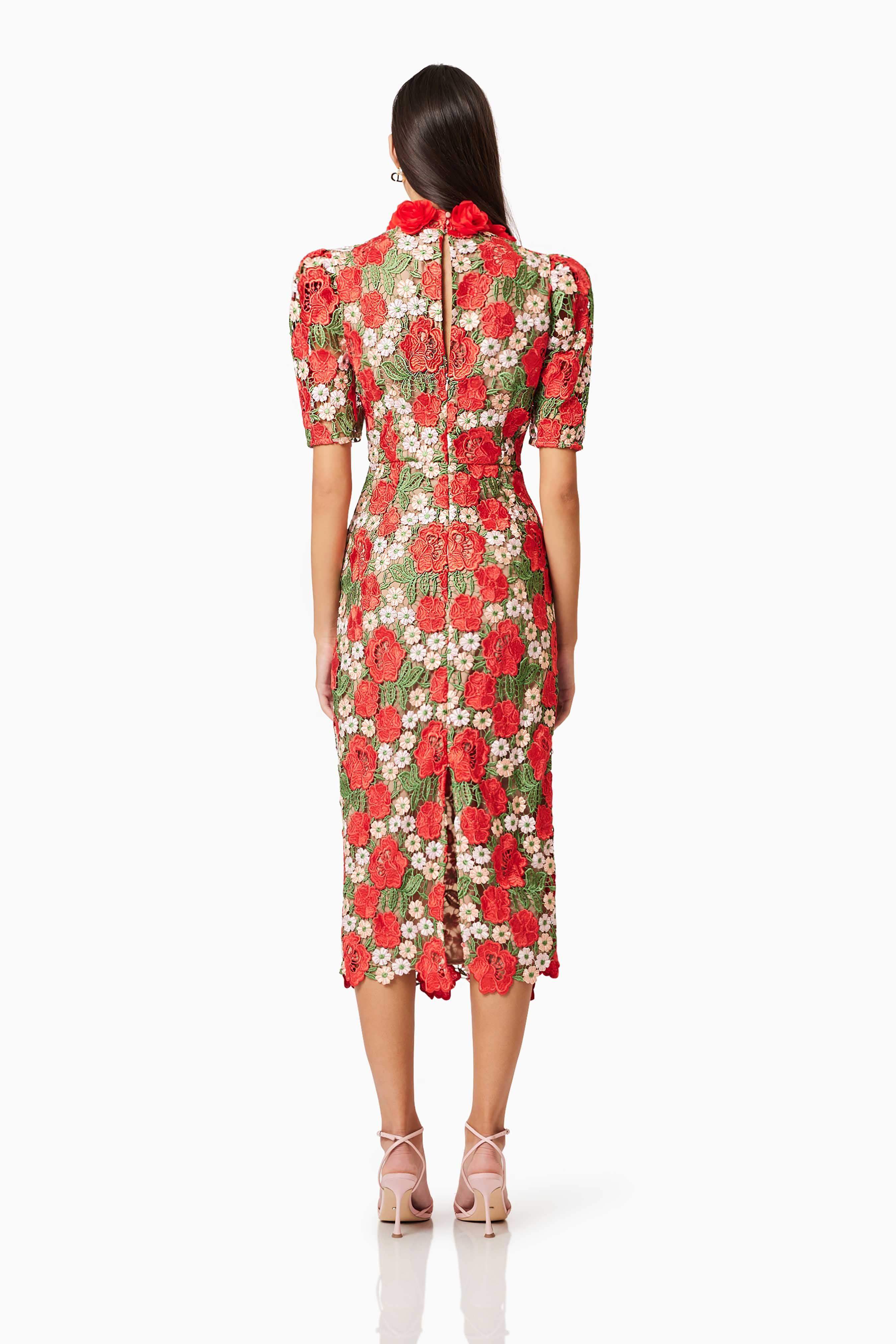Roselyn Cocktail Midi Dress in Red - Image 5