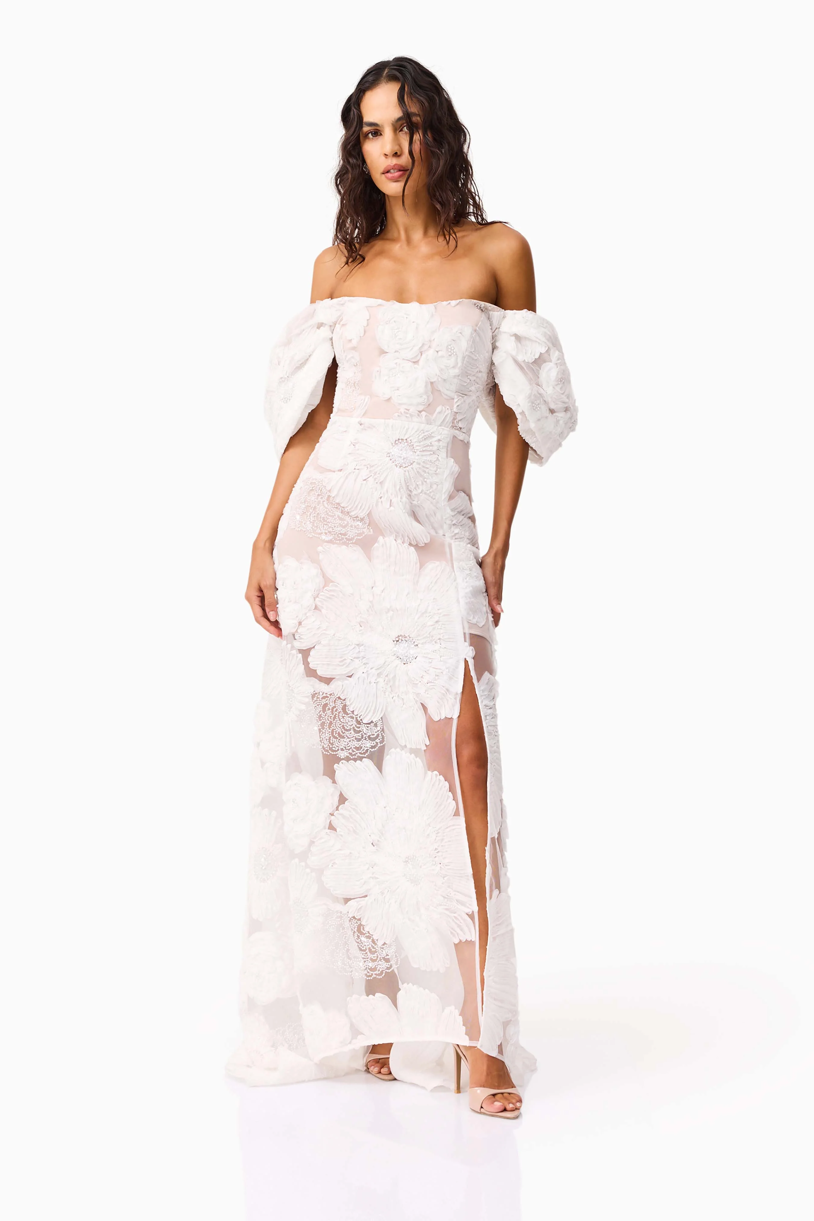 Roxana Off The Shoulder Gown in White - Image 6