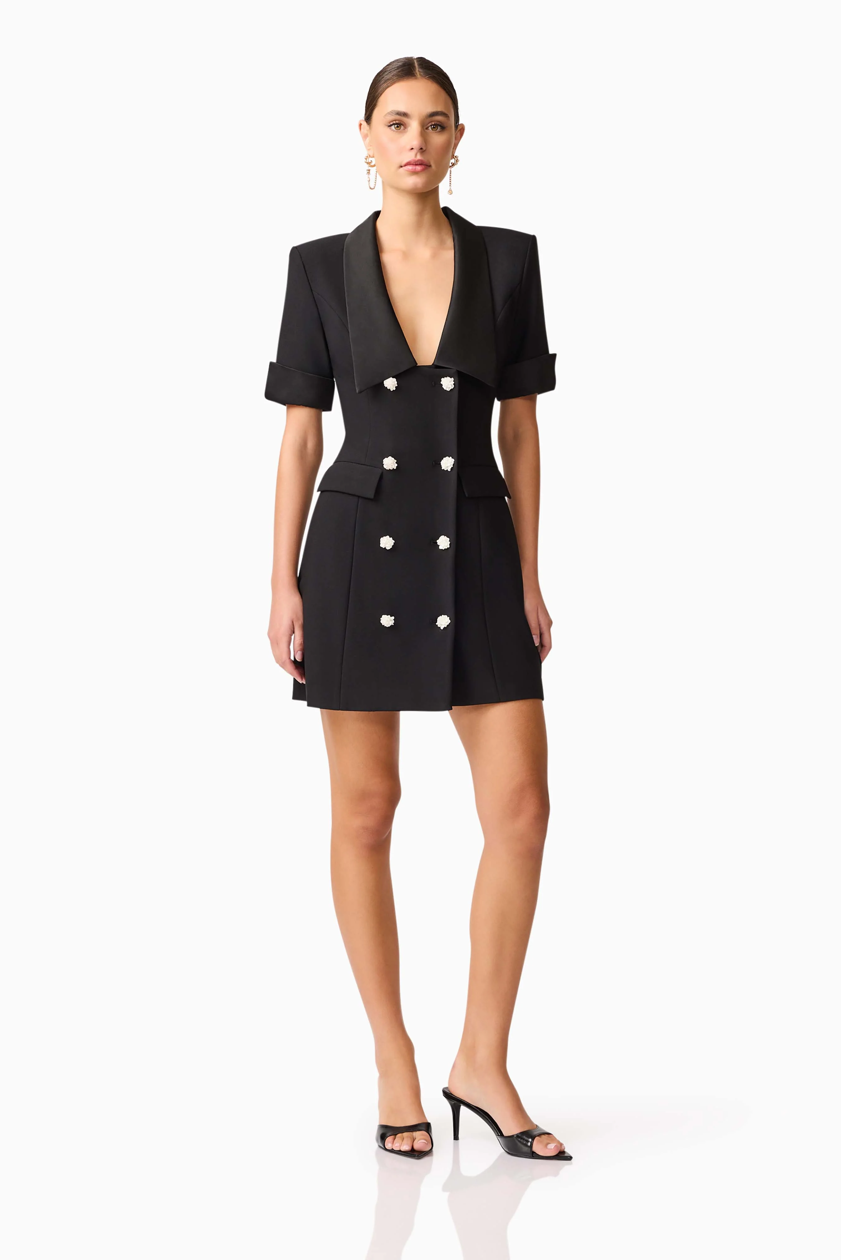 Ruby Short Sleeve Blazer Dress in Black - Image 4