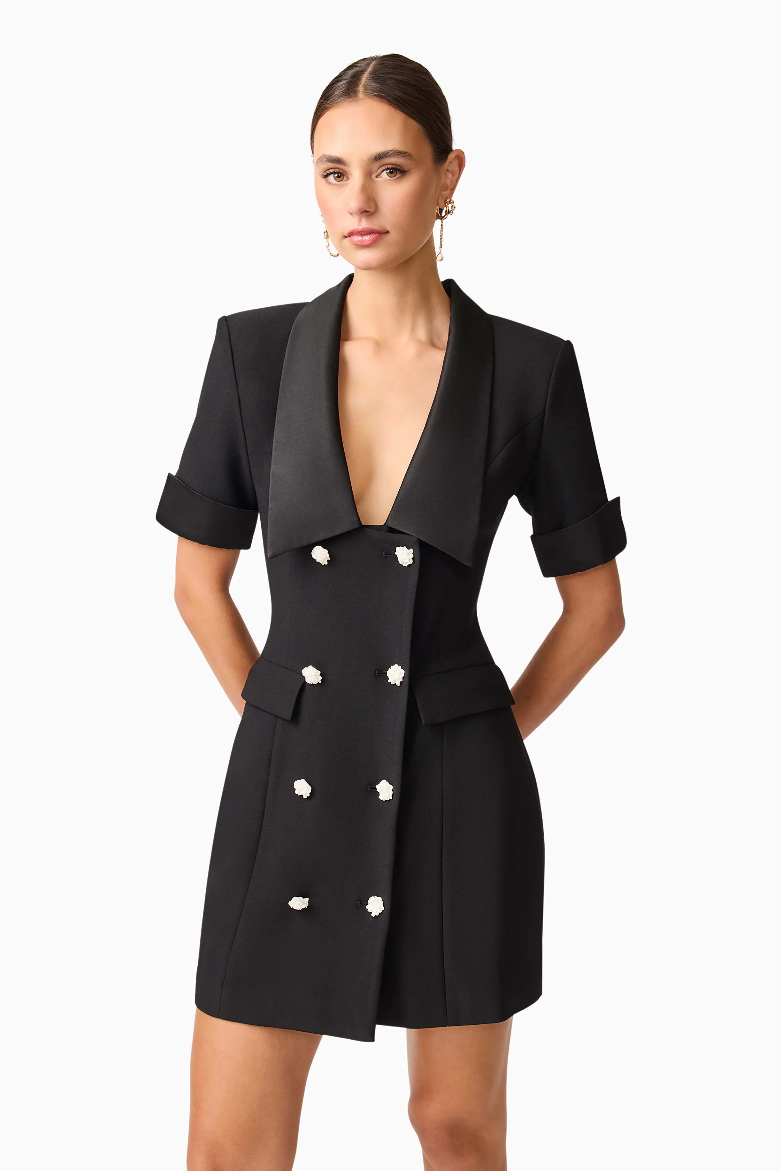 Ruby Short Sleeve Blazer Dress in Black - Image 6
