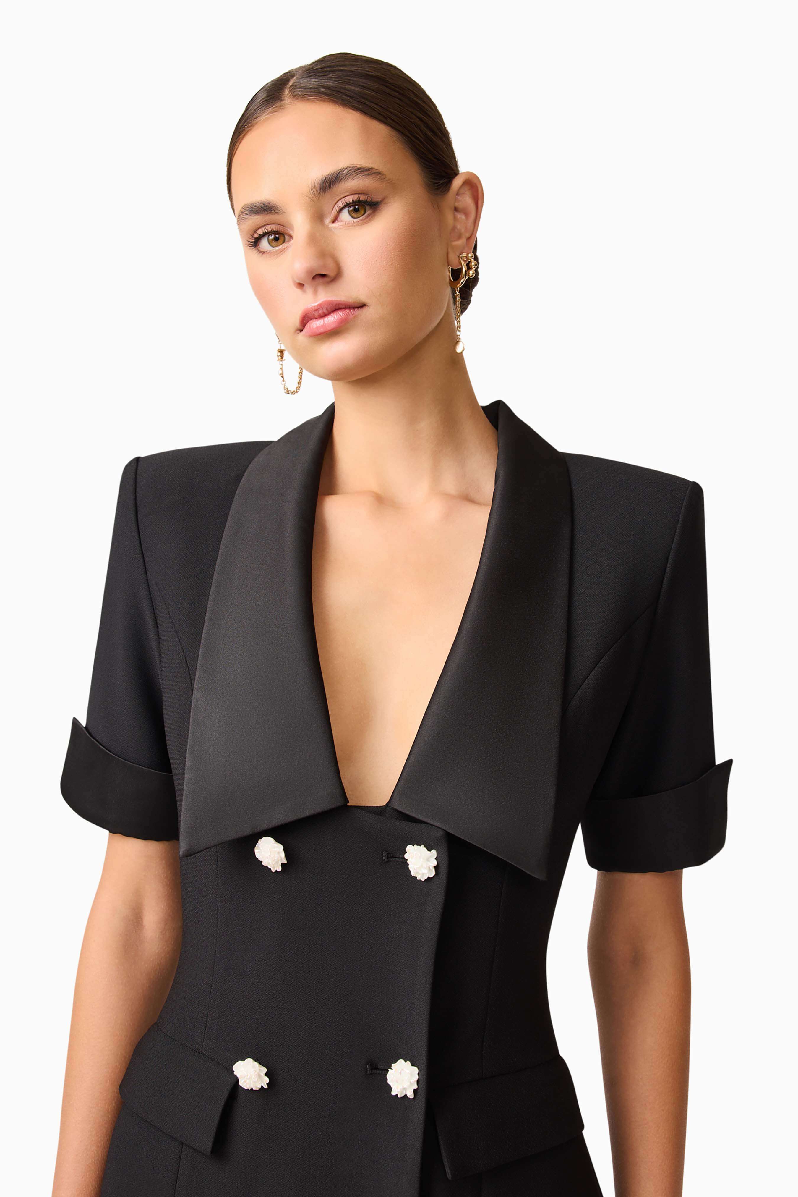 Ruby Short Sleeve Blazer Dress in Black - Image 7