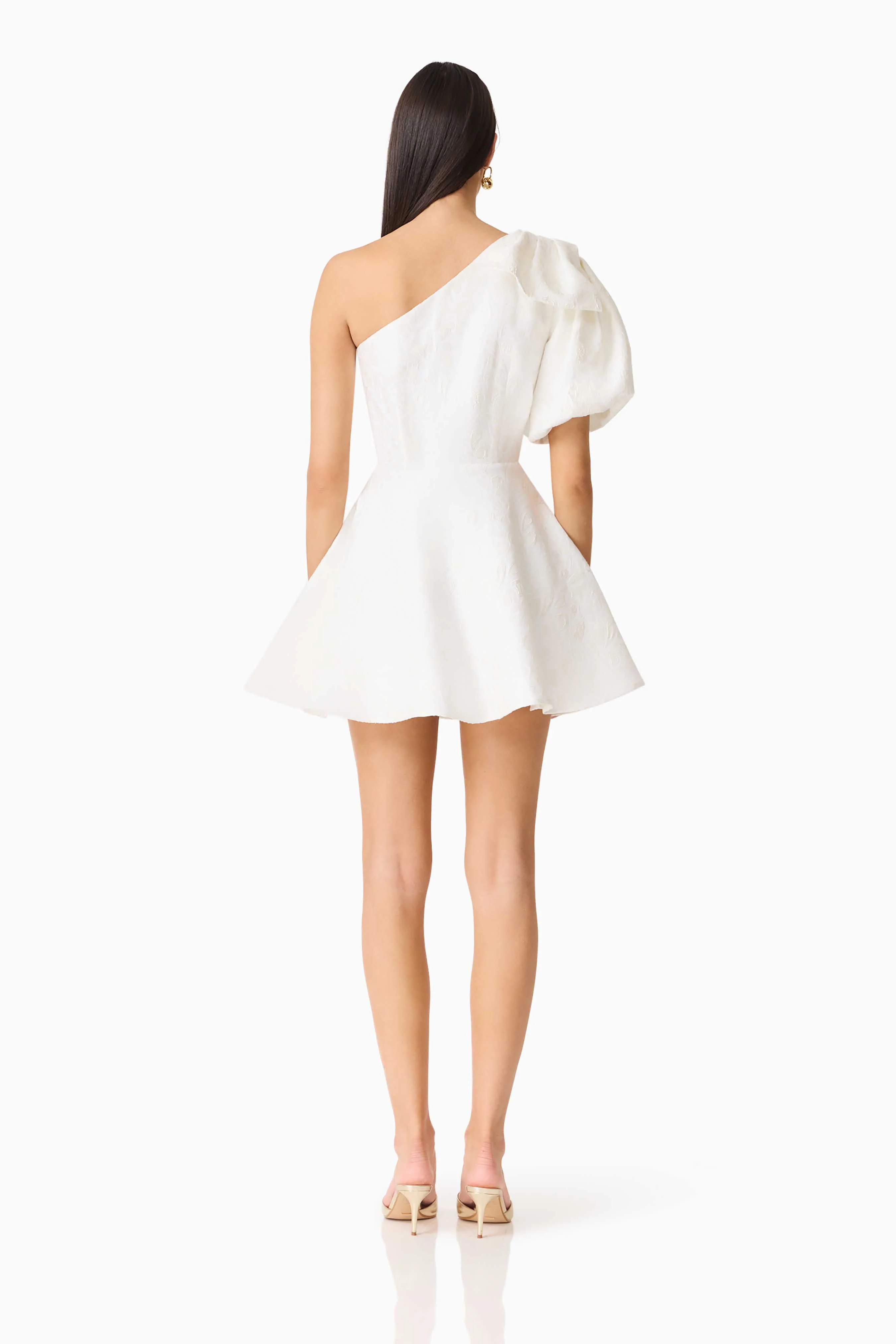 Saffron Asymmetrical Mini Dress in White - Image 5