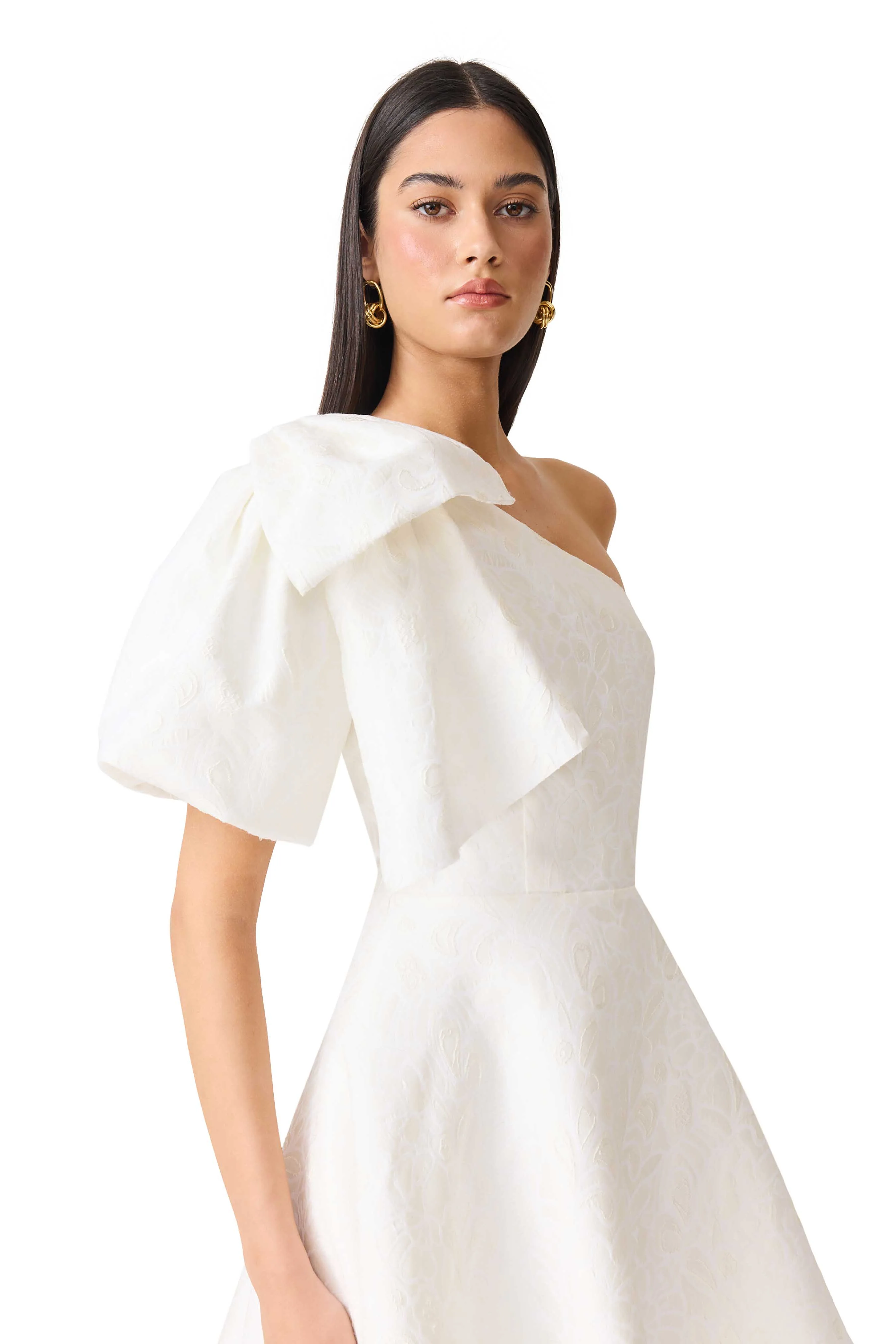 Saffron Asymmetrical Mini Dress in White - Image 6
