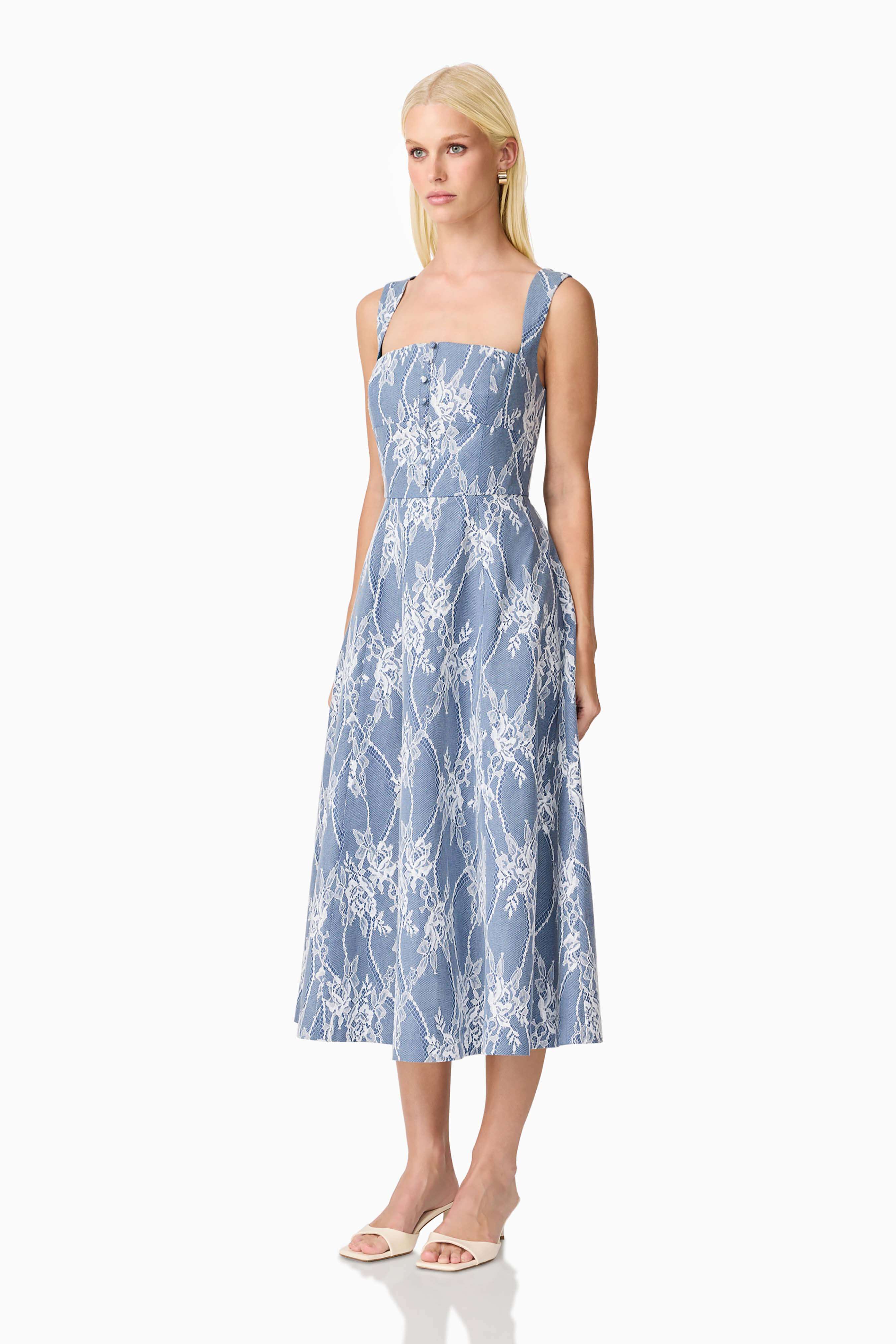 Safia Midi Dress in Blue - Image 2