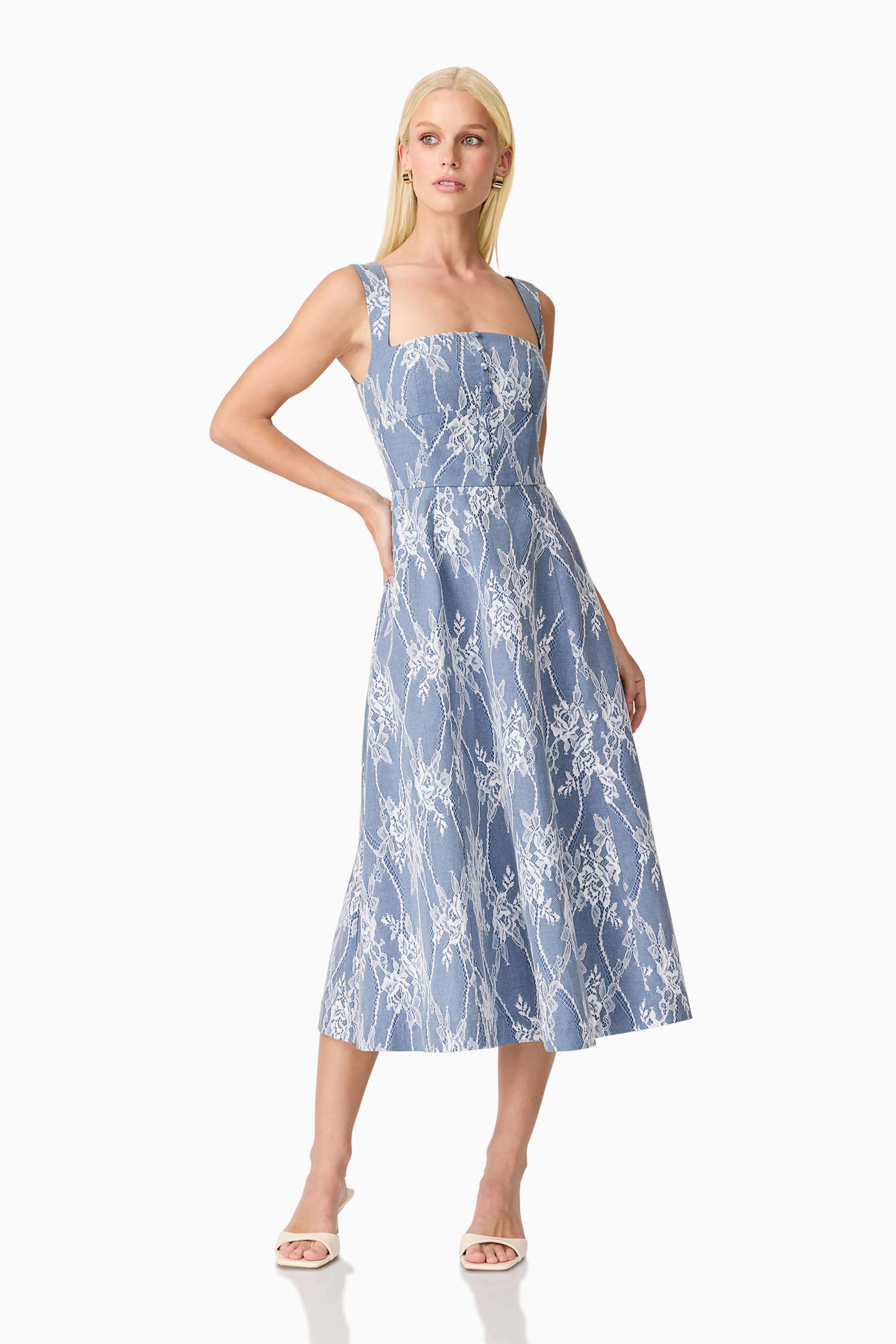 Safia Midi Dress in Blue - Image 3