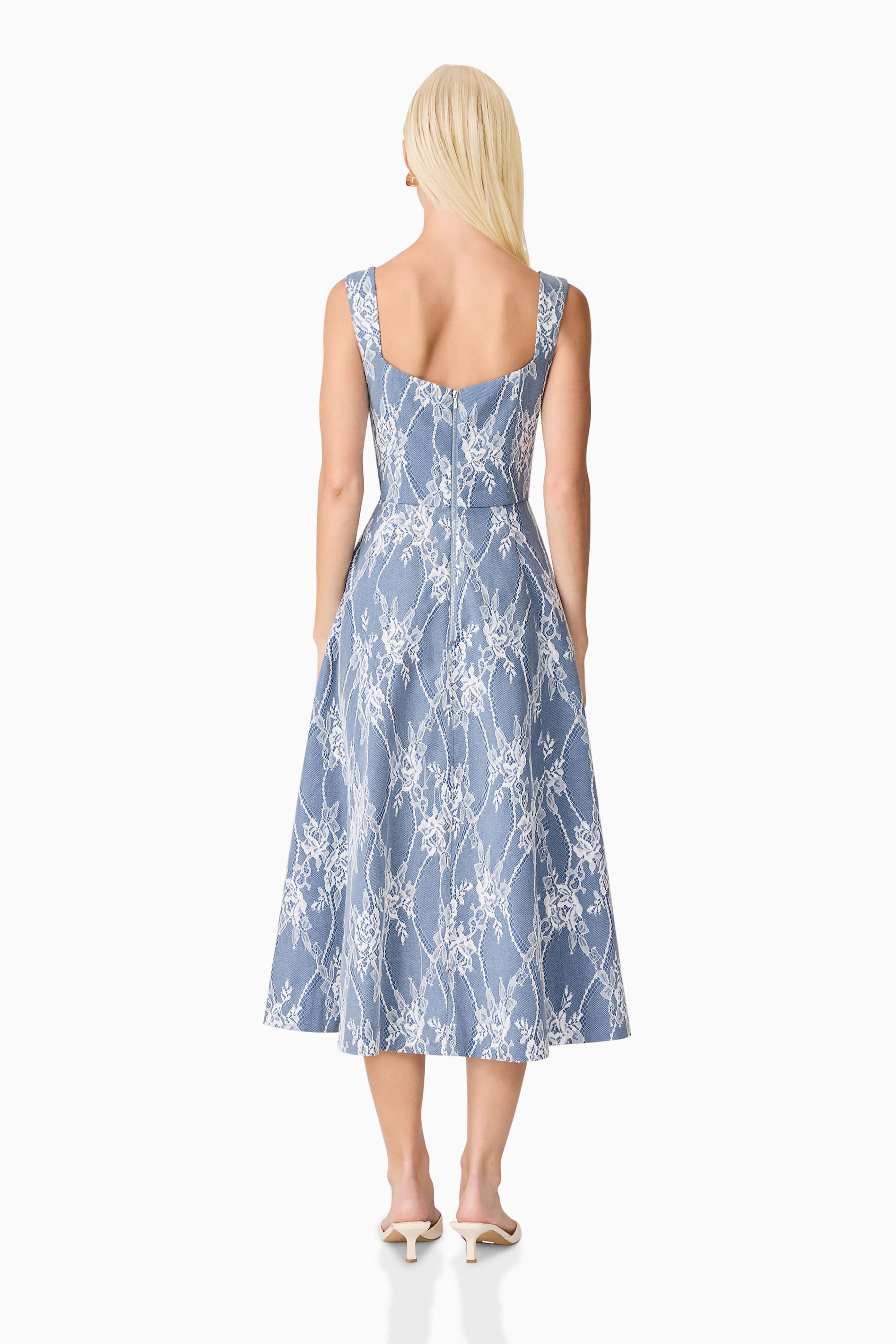 Safia Midi Dress in Blue - Image 4