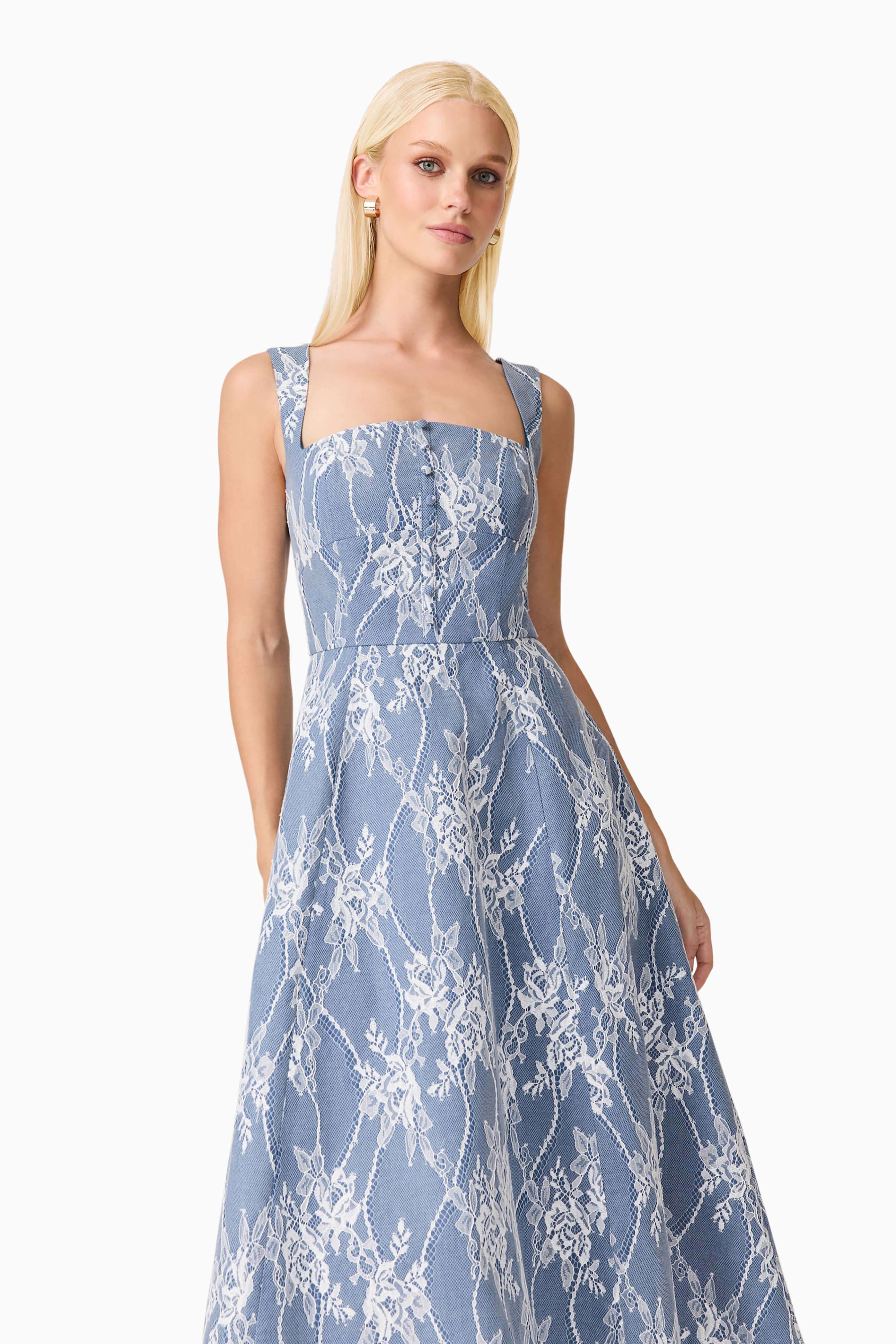 Safia Midi Dress in Blue - Image 5