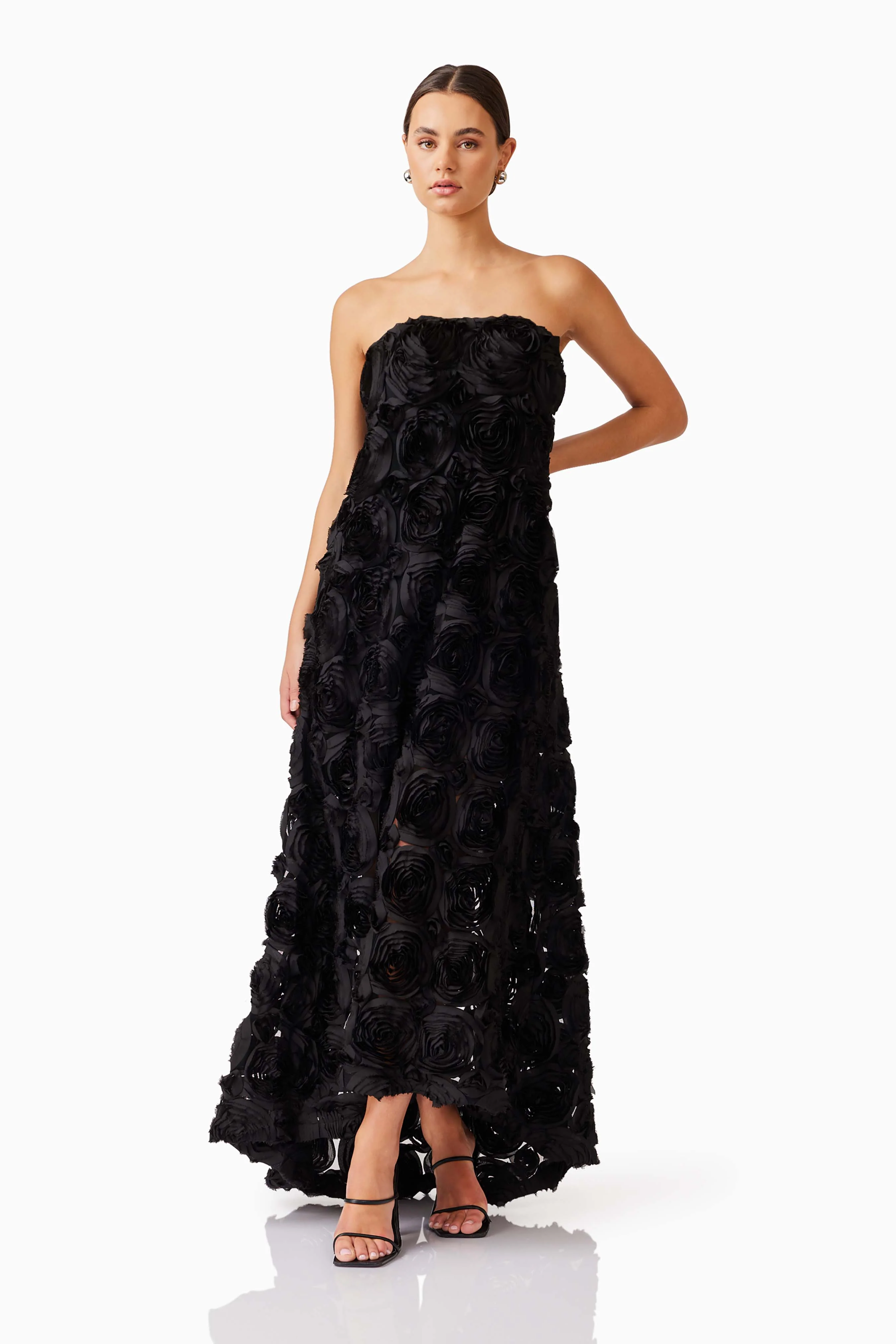 Selena Strapless Maxi Dress in Black - Image 2
