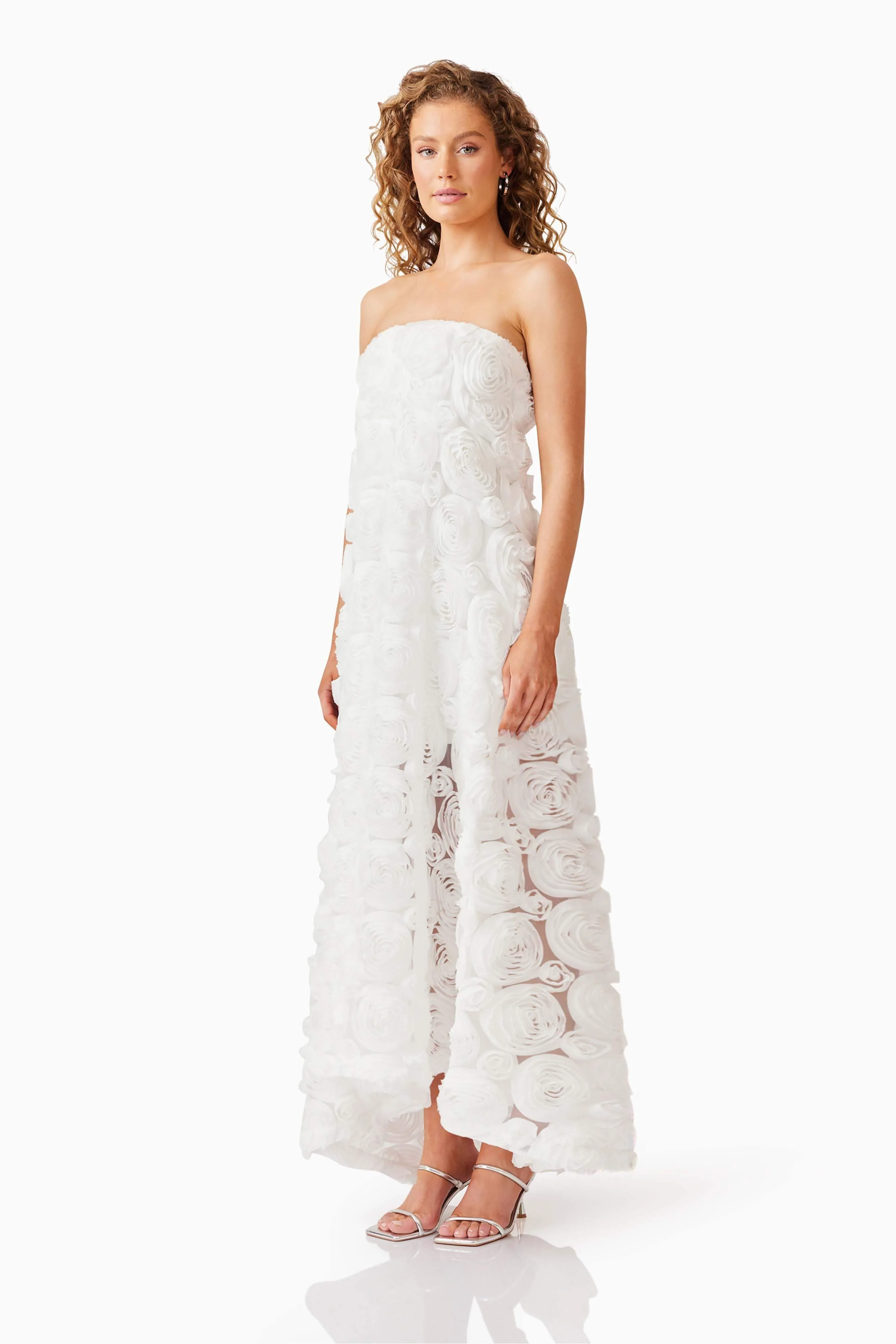 Selena Strapless Maxi Dress in White - Image 3
