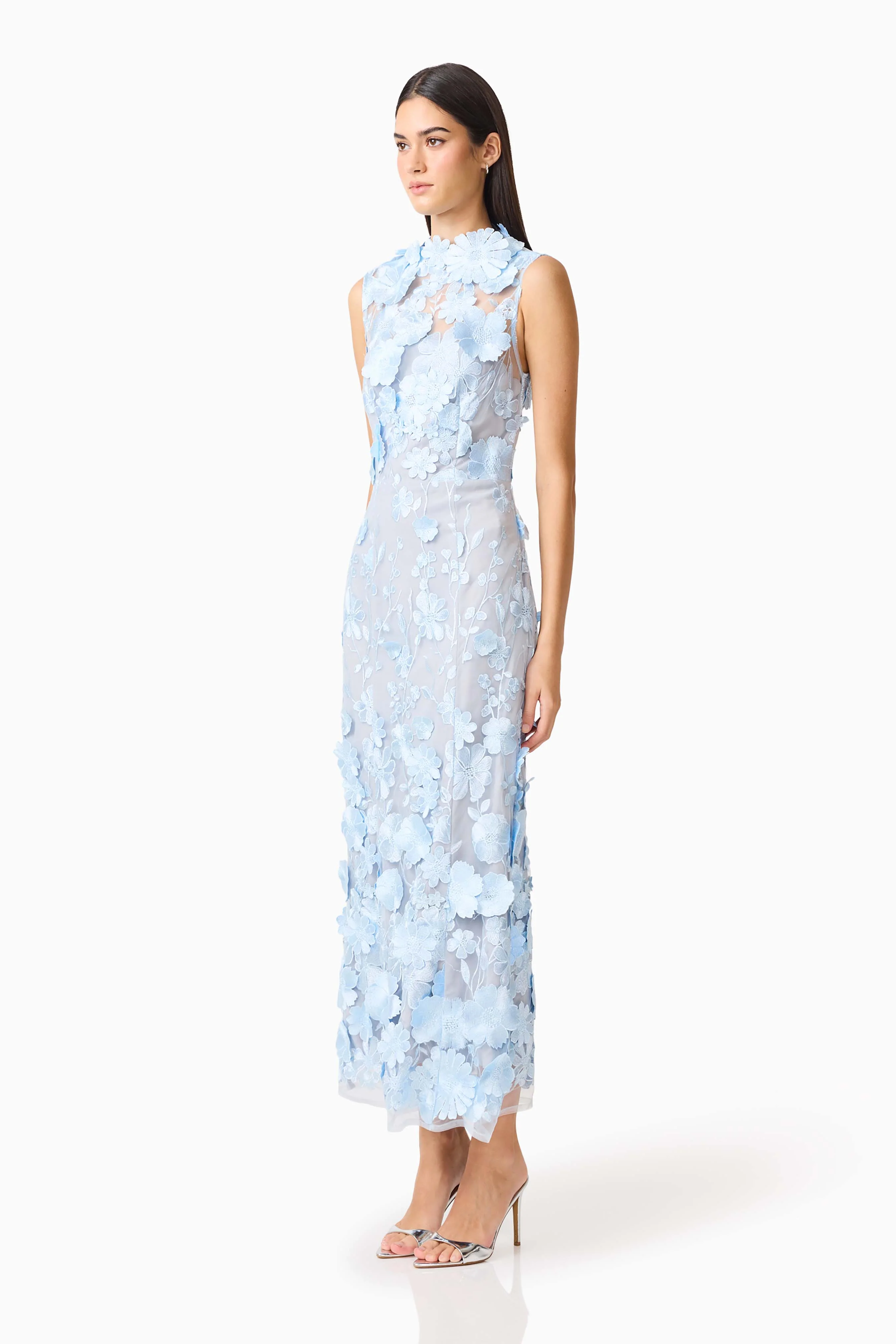 Selene Cocktail Midi Dress Blue - Image 3