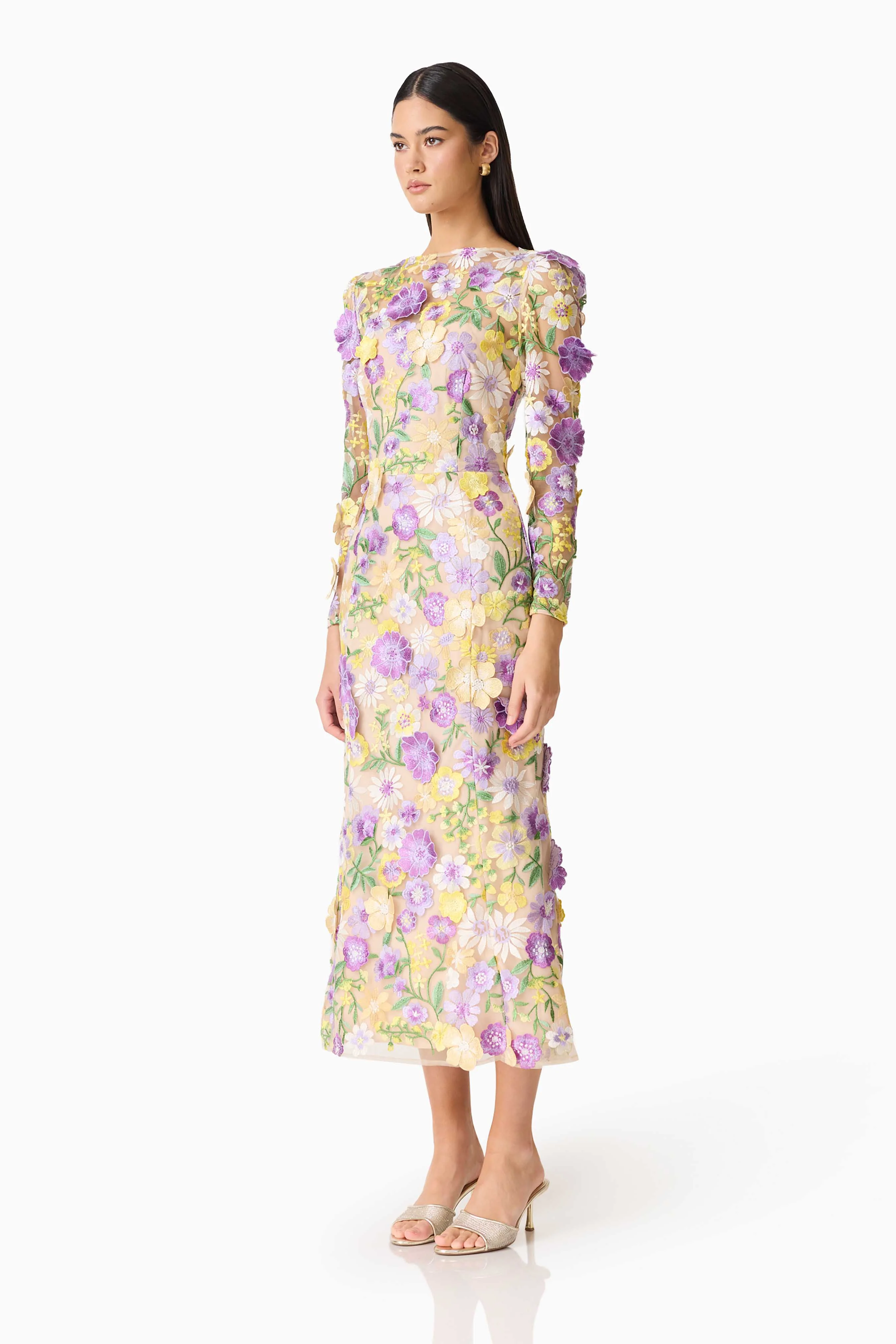 Shannon 3D Floral Midi Dress - Image 4