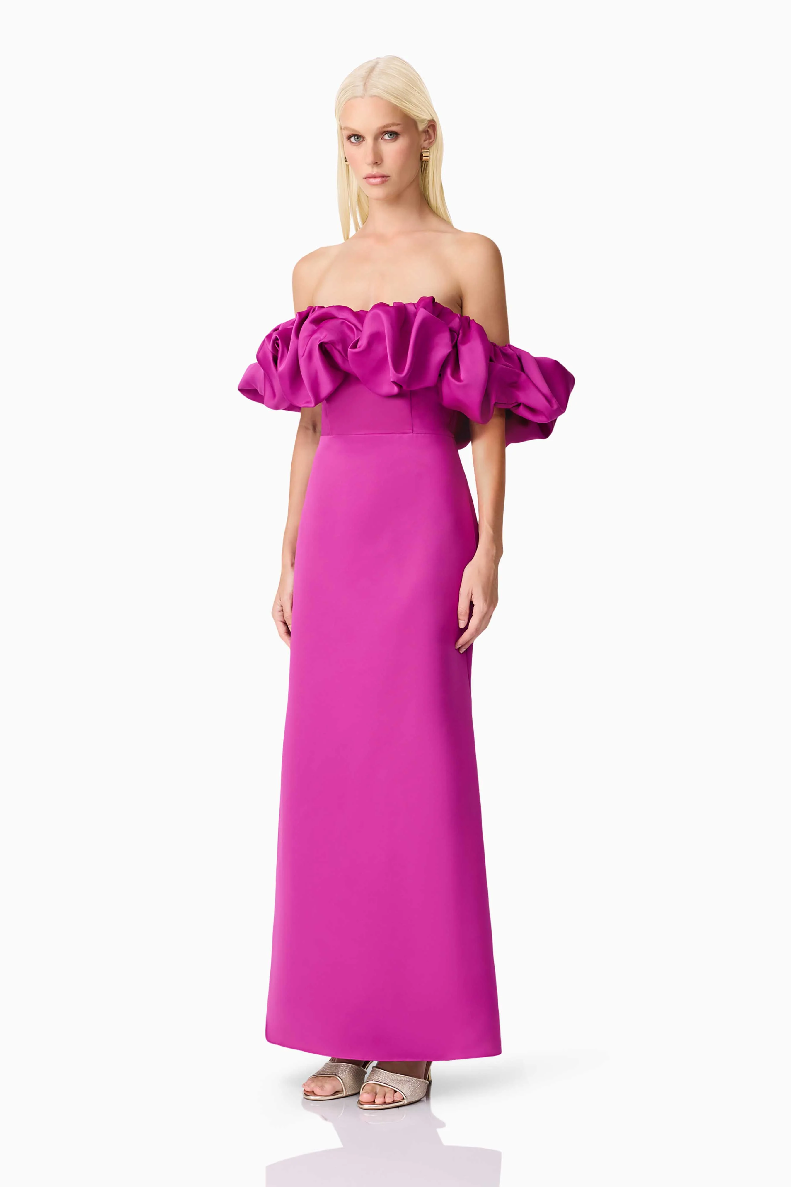 Sharon Off The Shoulder Midi Dress in Purple - Image 3