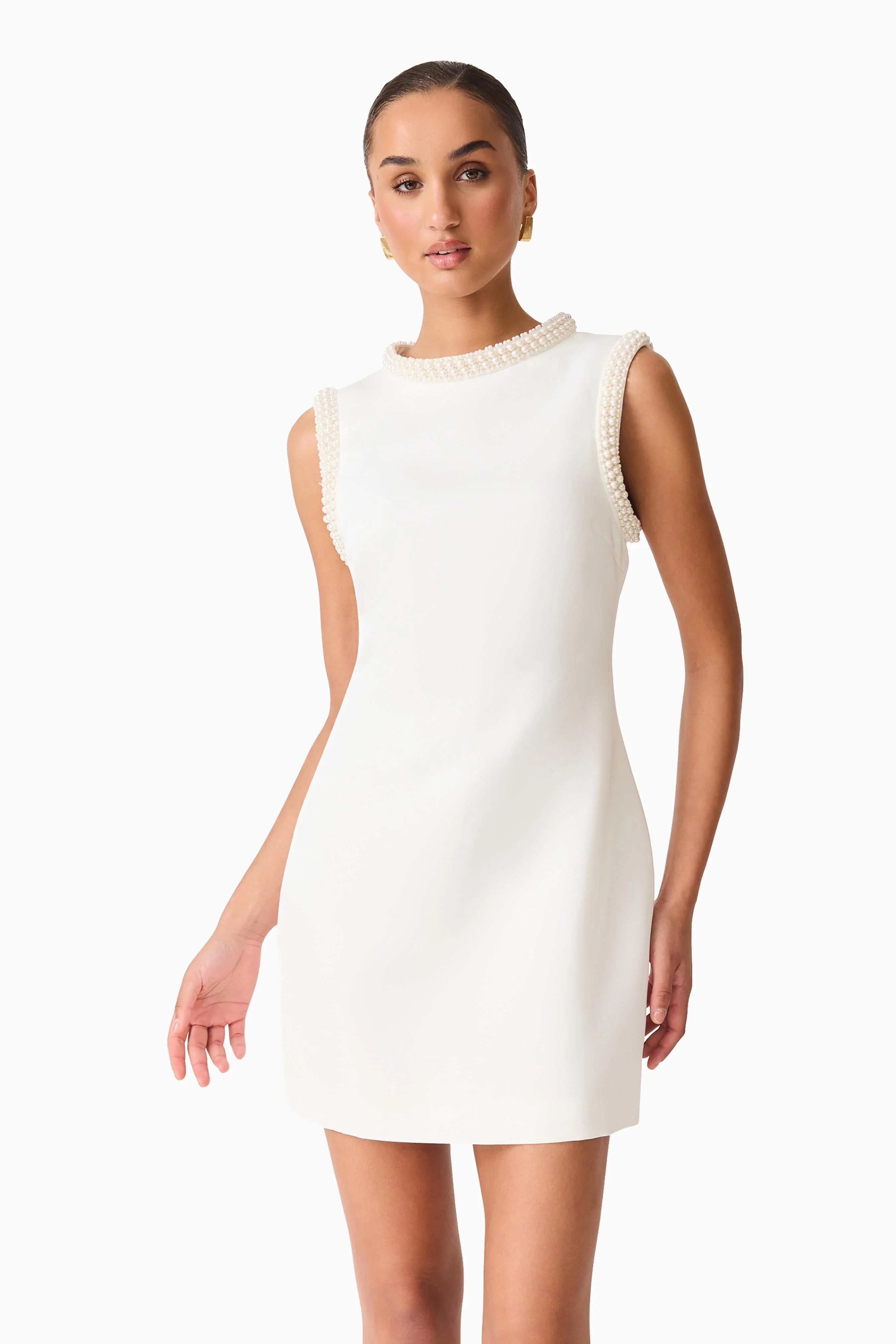 Sia Shift Mini Dress in White - Image 5