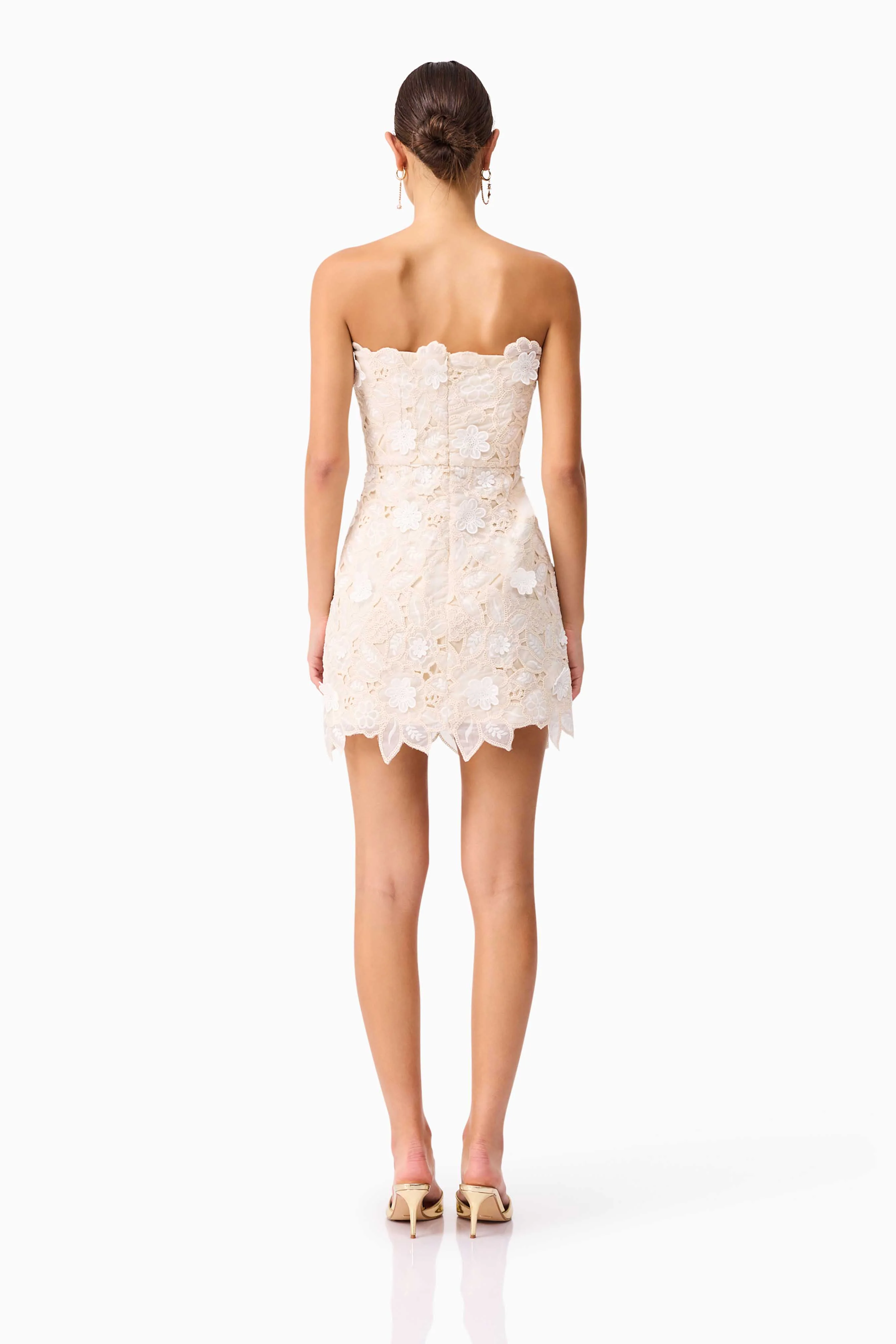 Sienna Strapless Mini Dress in Cream - Image 5