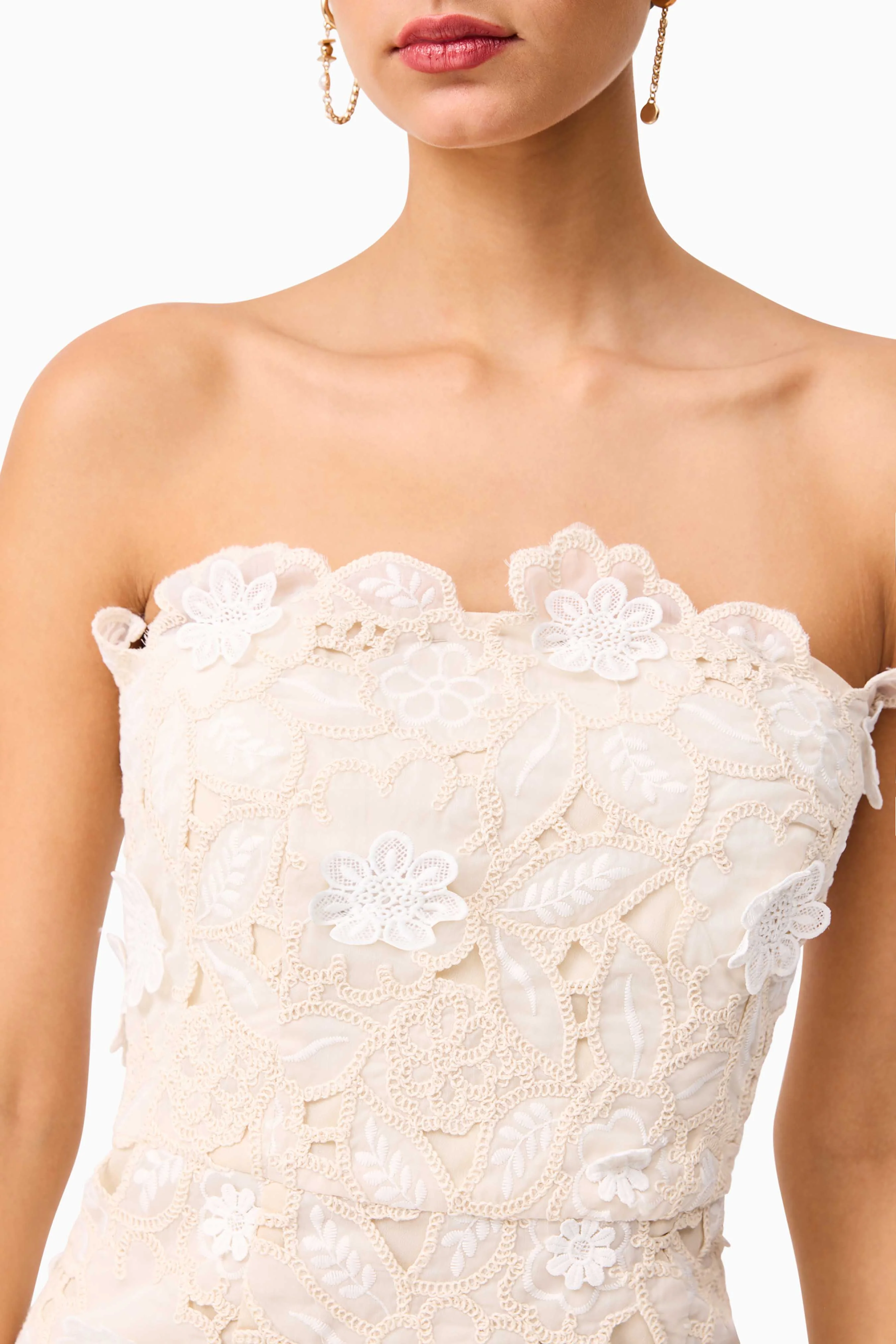 Sienna Strapless Mini Dress in Cream - Image 7
