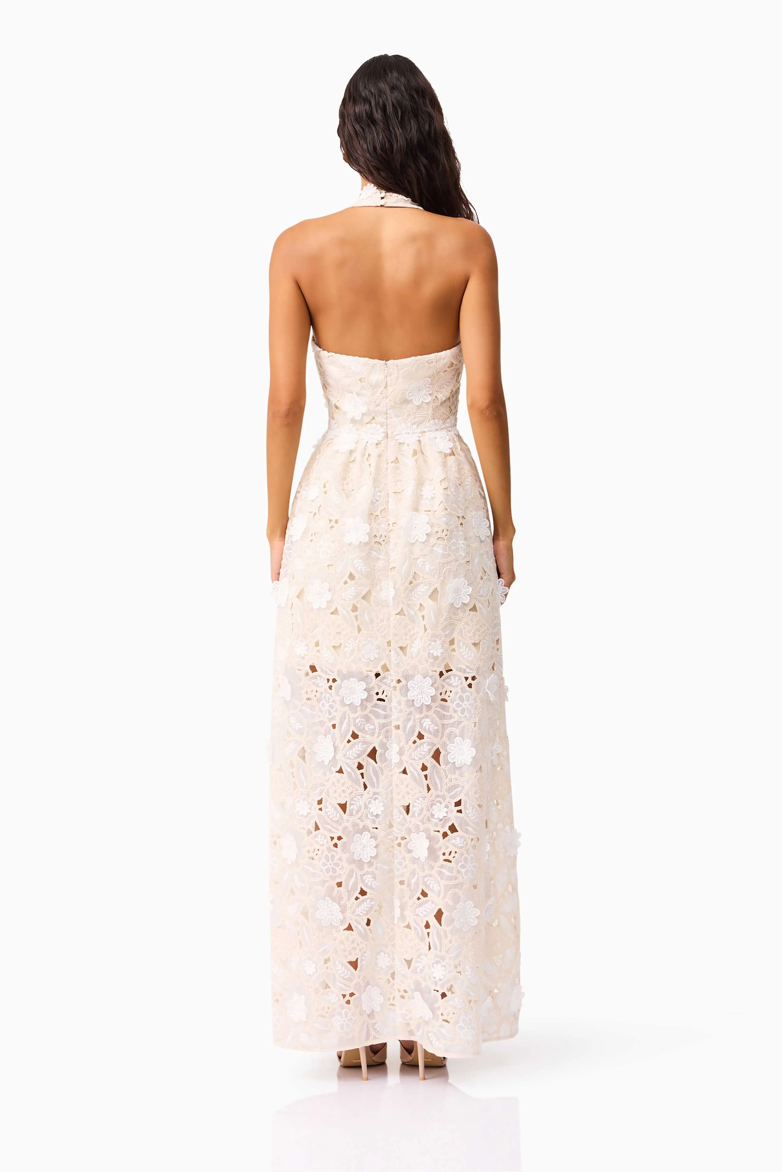 Sienna V-Neck Gown in Cream - Image 5