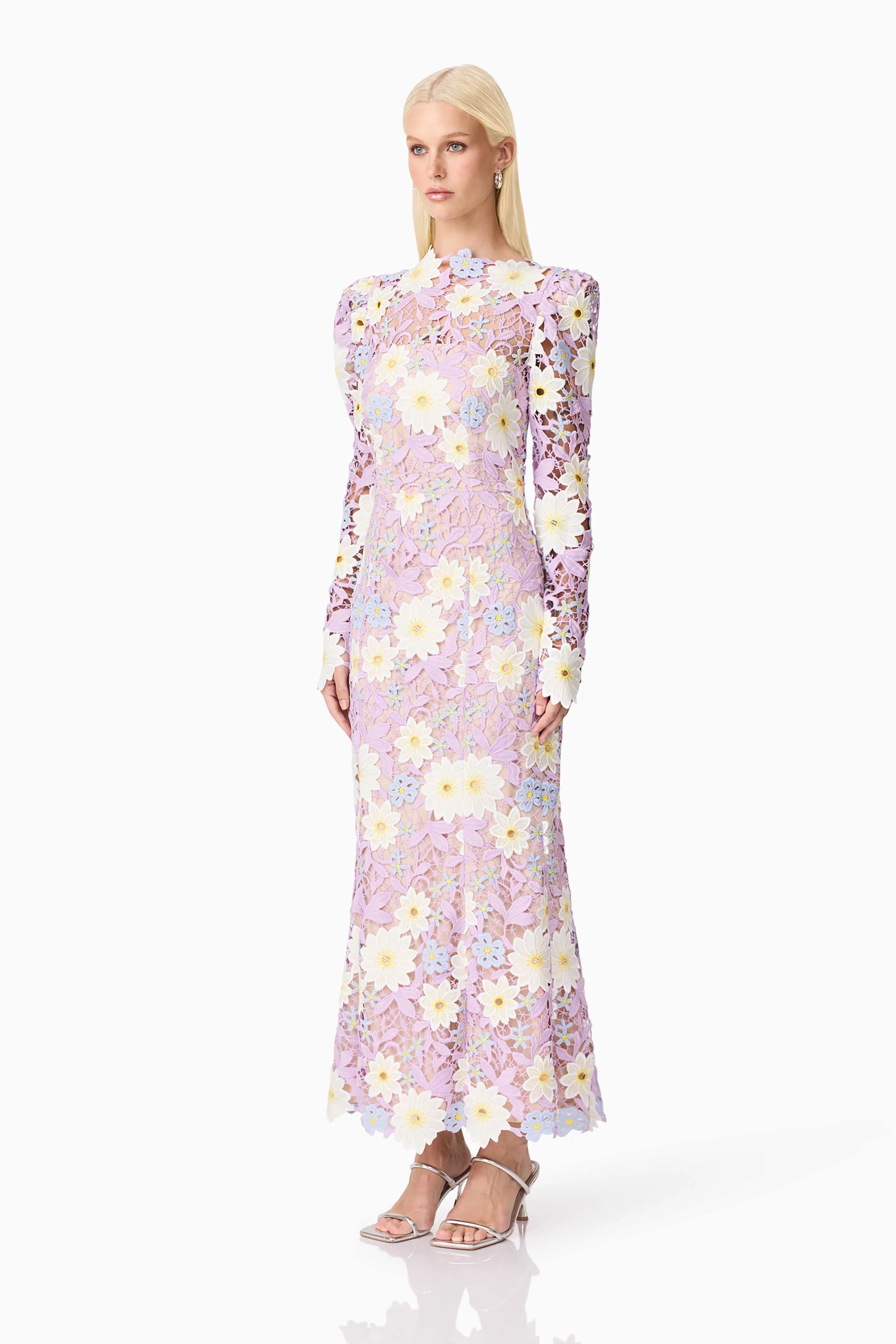 Sigrid Long Sleeve Midi Dress in Purple - Image 4