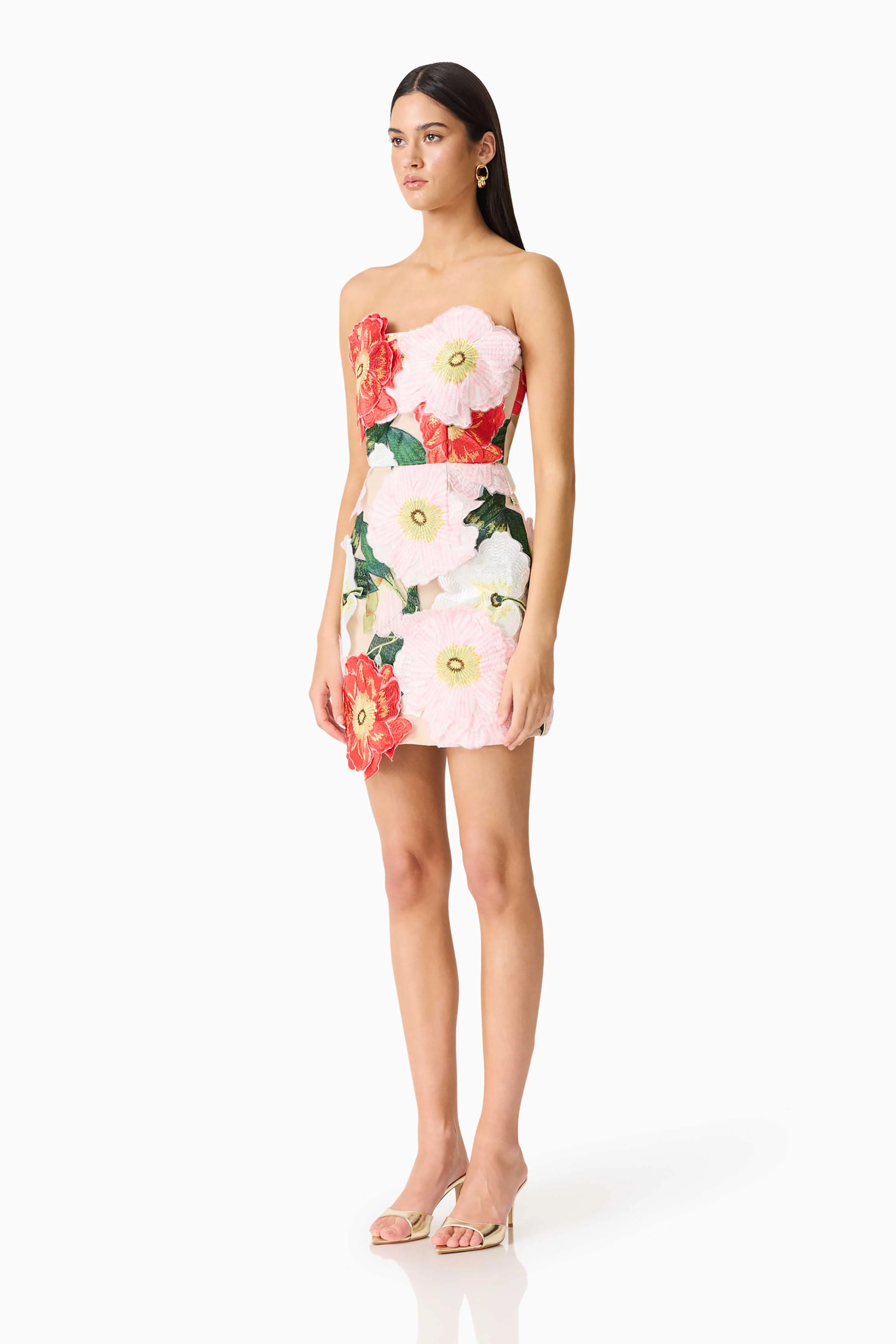 Solara Strapless Mini Dress in Pink Floral - Image 3