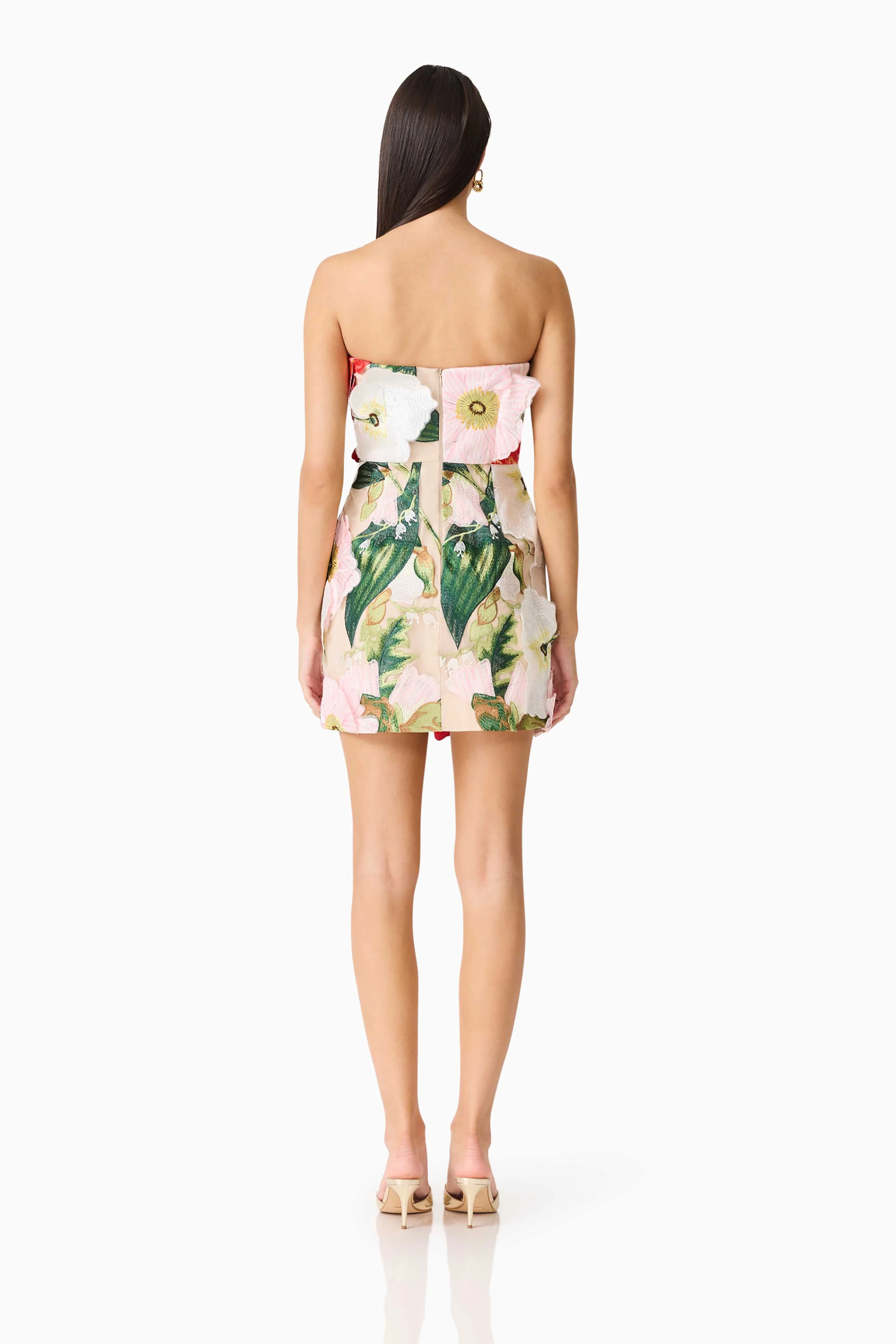 Solara Strapless Mini Dress in Pink Floral - Image 5
