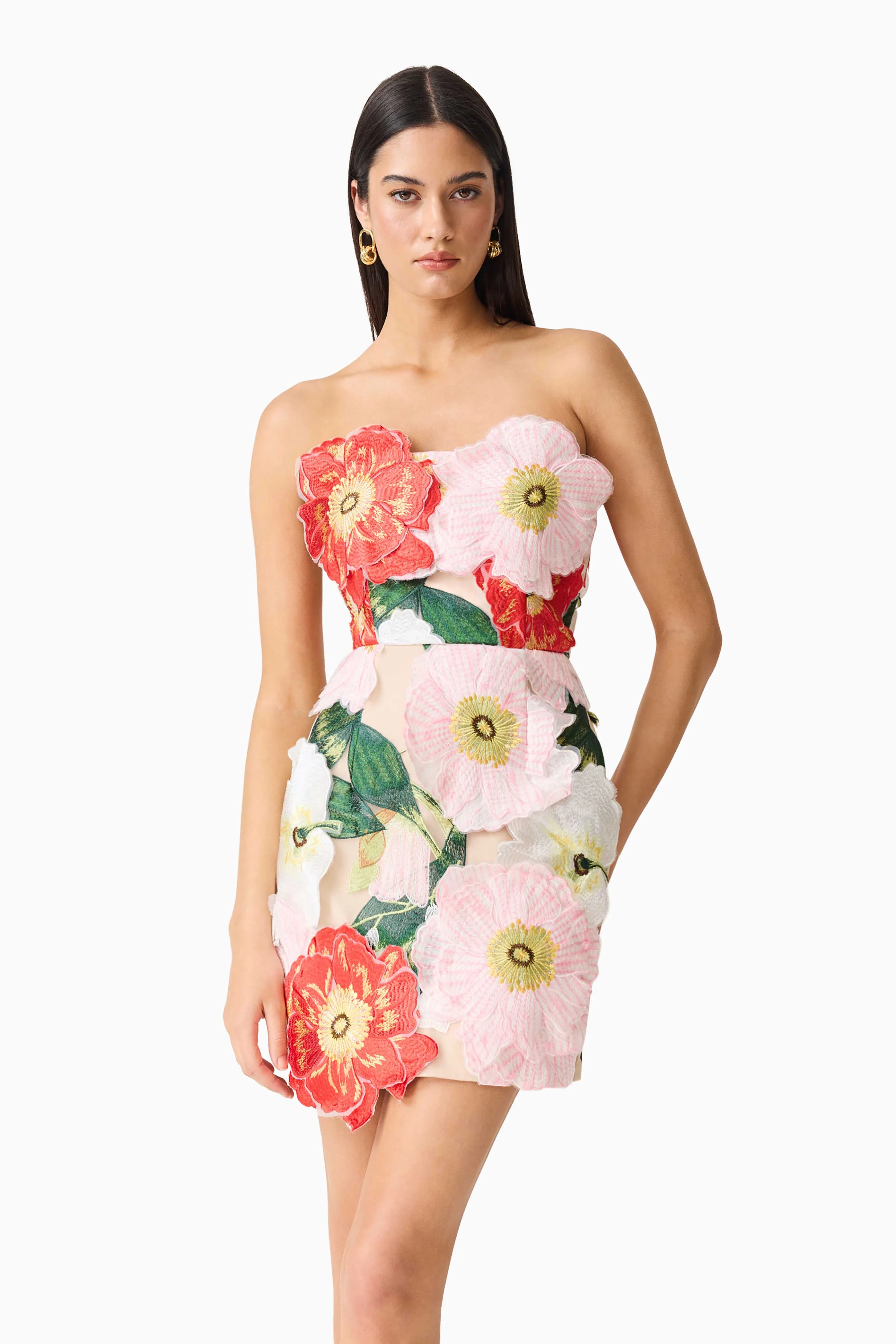 Solara Strapless Mini Dress in Pink Floral - Image 6