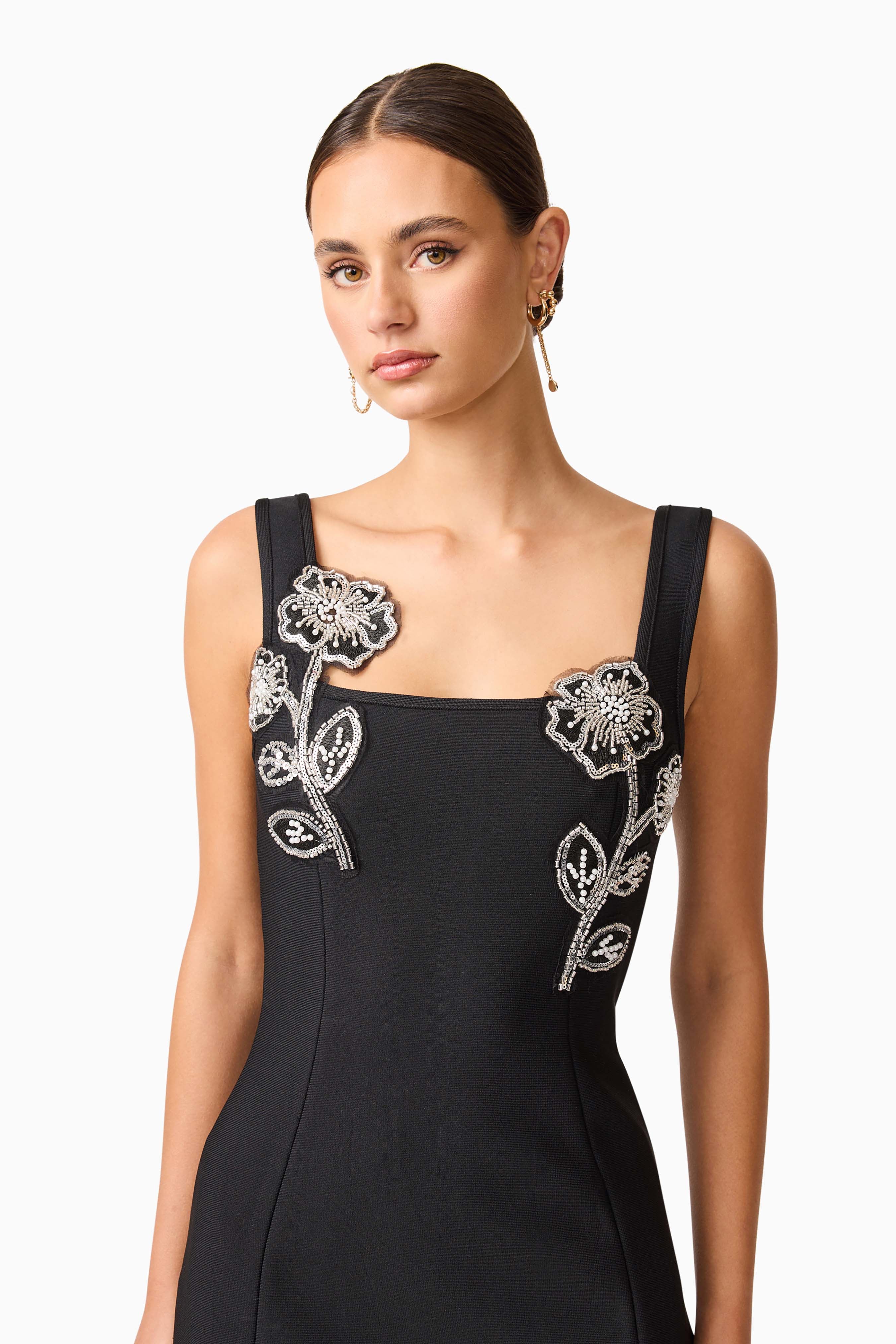 Soleil Party Mini Dress in Black - Image 7